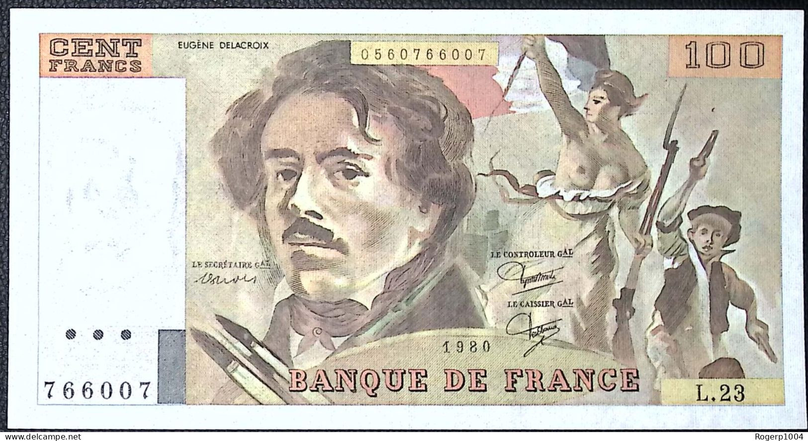 FRANCE * 100 Francs * Delacroix * 1980 * Fay 69.04a * Etat/Grade SPL/aUNC - 100 F 1978-1995 ''Delacroix''