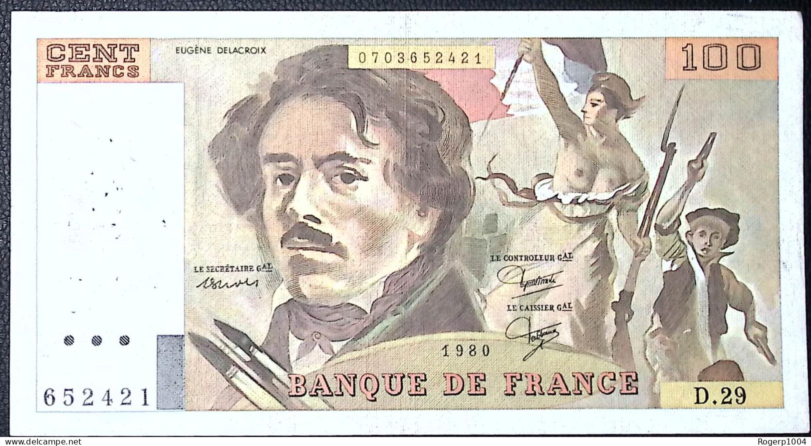 FRANCE * 100 Francs * Delacroix * 1980 * Fay 69.04a * Etat/Grade TTB+/XF * - 100 F 1978-1995 ''Delacroix''