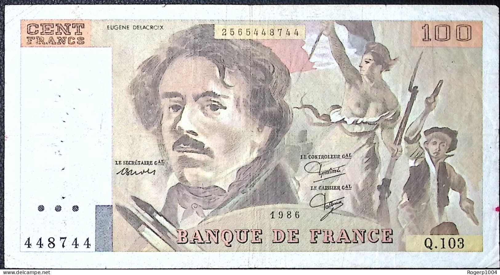 FRANCE * 100 Francs * Delacroix * 1986 * Fay 69.10 * Etat/Grade TB/F * - 100 F 1978-1995 ''Delacroix''