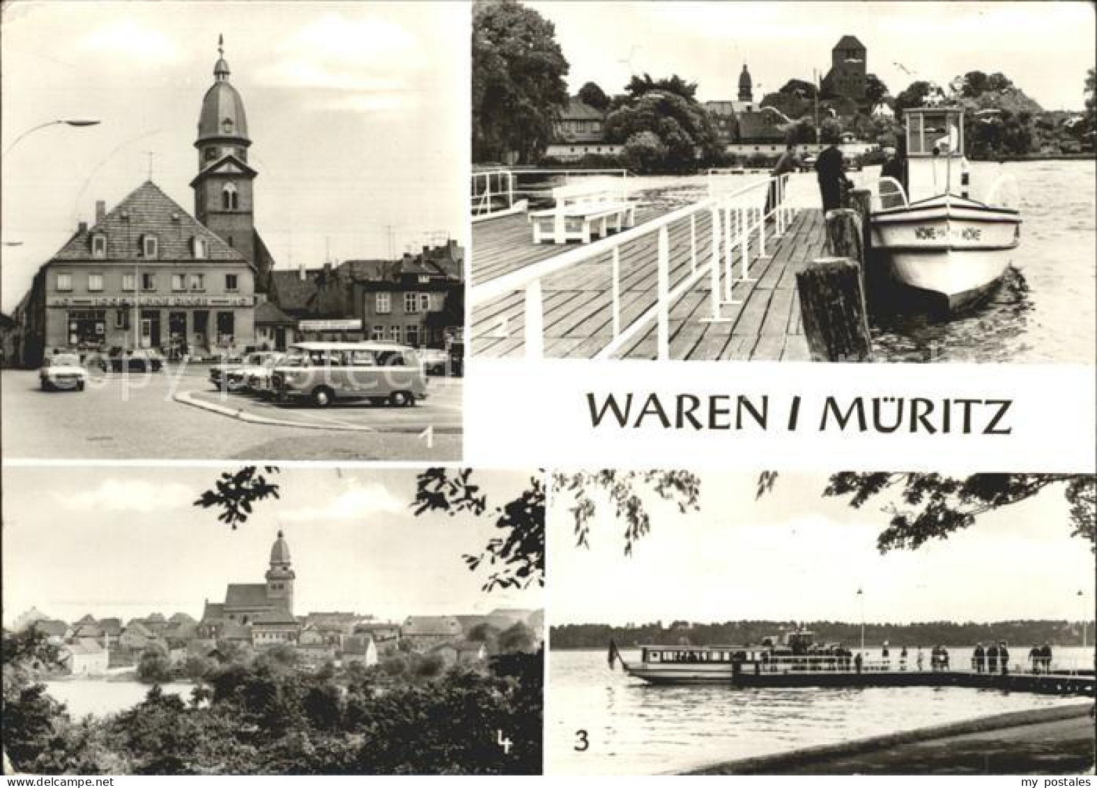 72335968 Waren Mueritz Markt Kirche Bootsanleger Kietz Bruecke Blick Vom Muehlen - Waren (Mueritz)