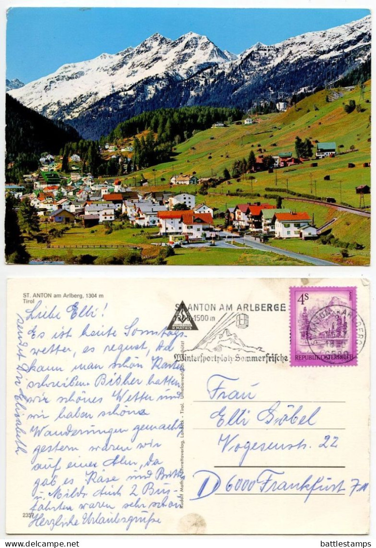 Austria 1977 Postcard St. Anton Am Arlberg - Tirol - Scenic View; 4s. Almsee Stamp: Slogan Cancel W/ Cable Car - St. Anton Am Arlberg