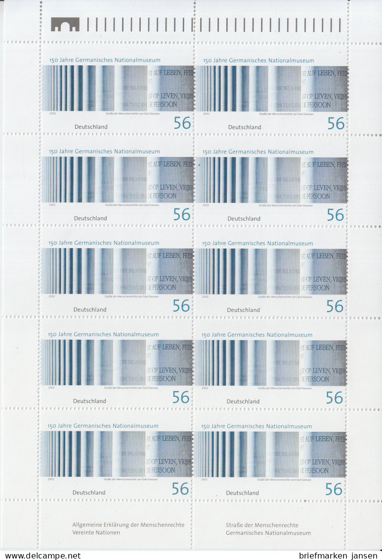 D,Bund Mi.Nr. Klbg. 2269 150 Jahre Germanisches Nationalmuseum  (m.10x2269) - Altri & Non Classificati