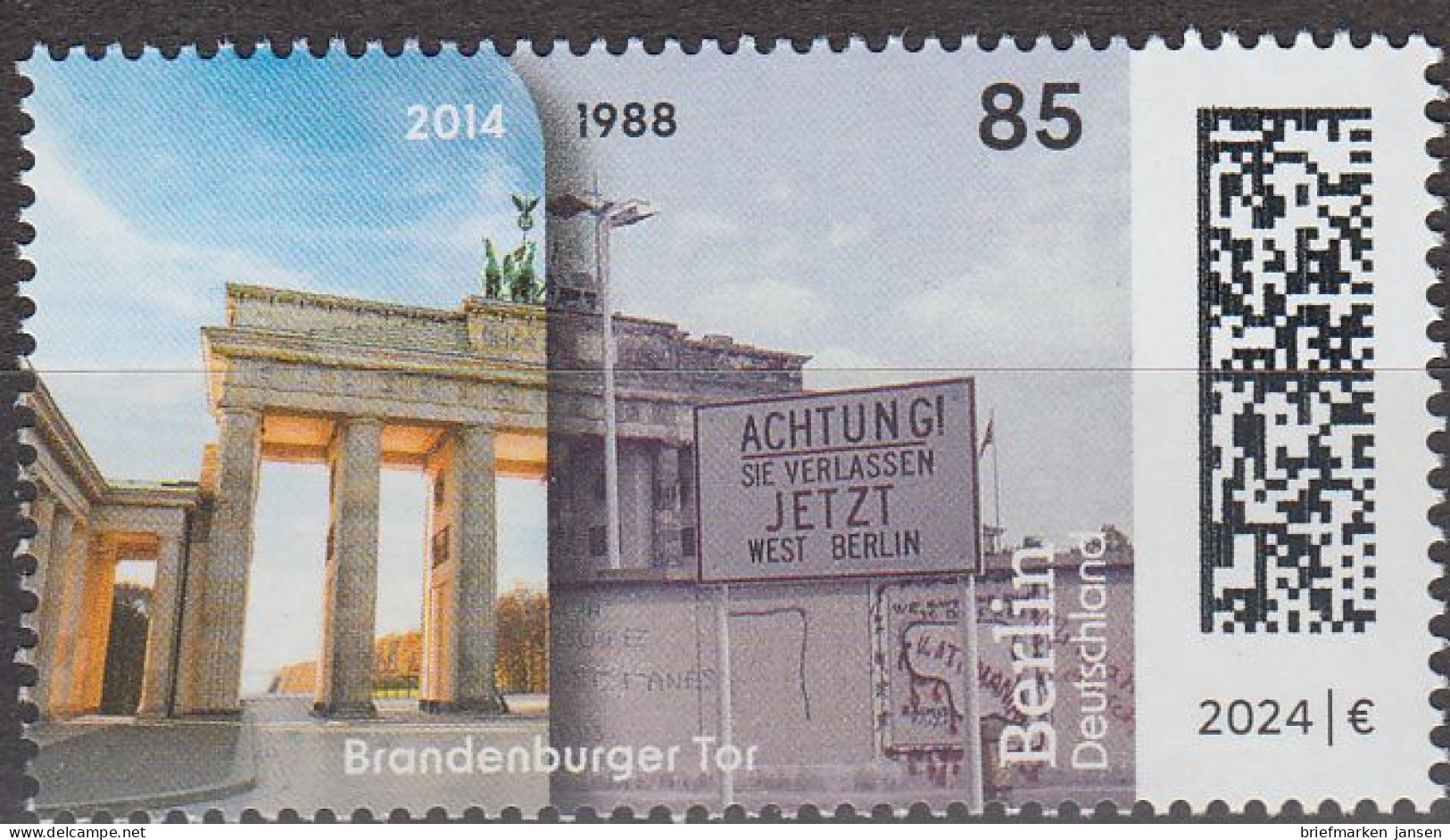 D,Bund Mi.Nr. 3808 Zeitreise Durch Deutschland, Brandenburger Tor 1988+2014 (85) - Sonstige & Ohne Zuordnung