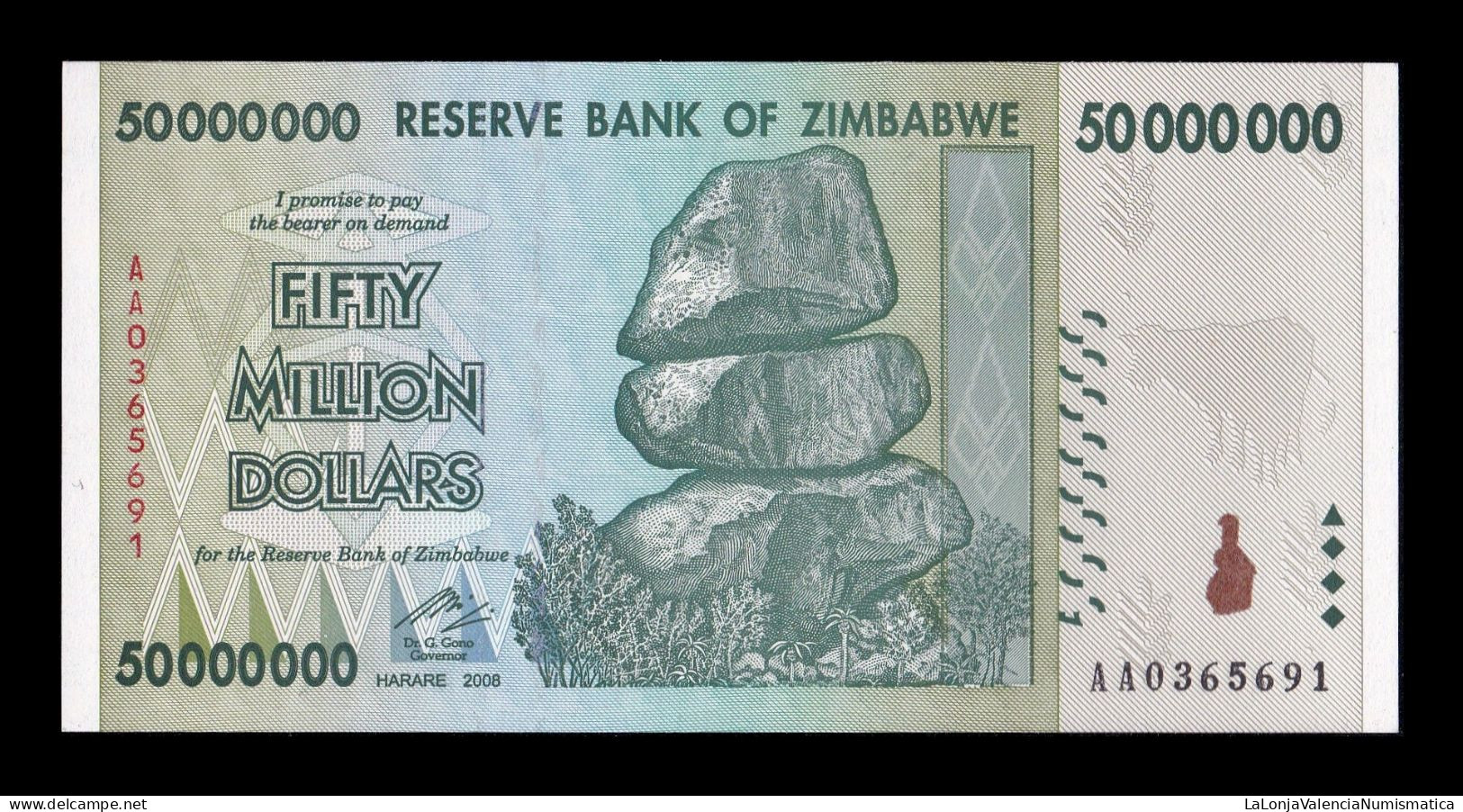 Zimbabwe 50000000 50 Million Dollars 2008 Pick 79 Sc Unc - Simbabwe