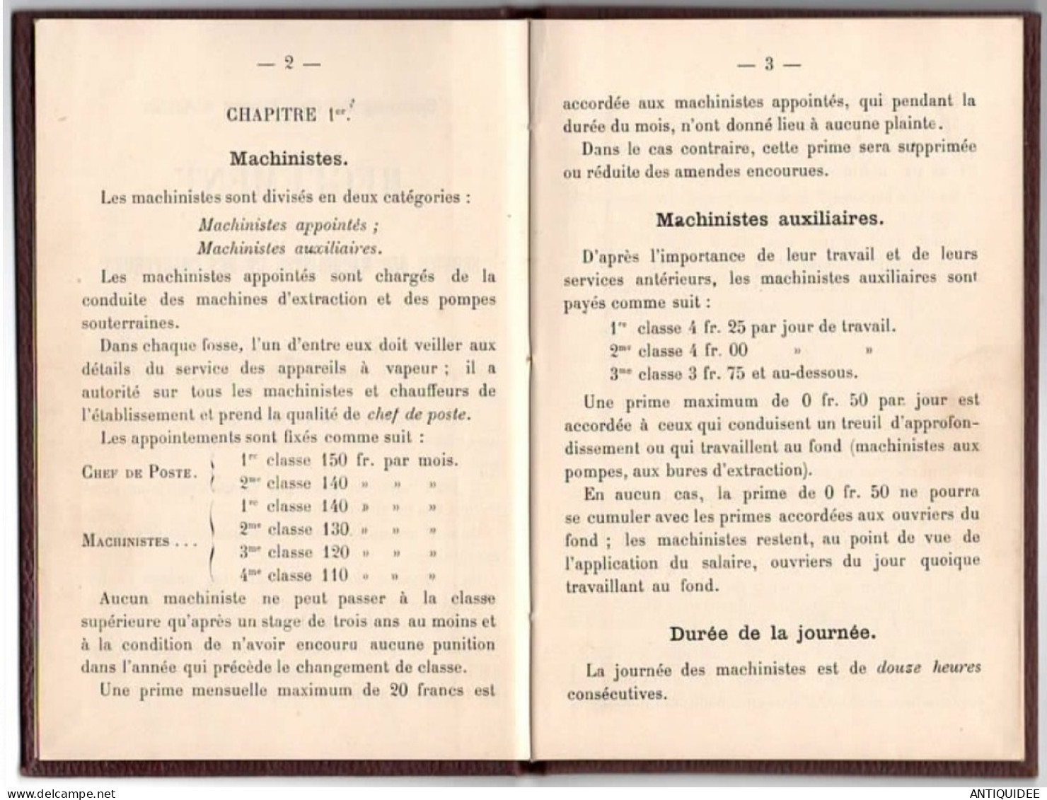 COMPAGNIE DES MINES D'ANZIN, Règlement Et Instructions Technique Pour Le Service Des Machinistes Et Des Chauffeurs. 1903 - Other Apparatus