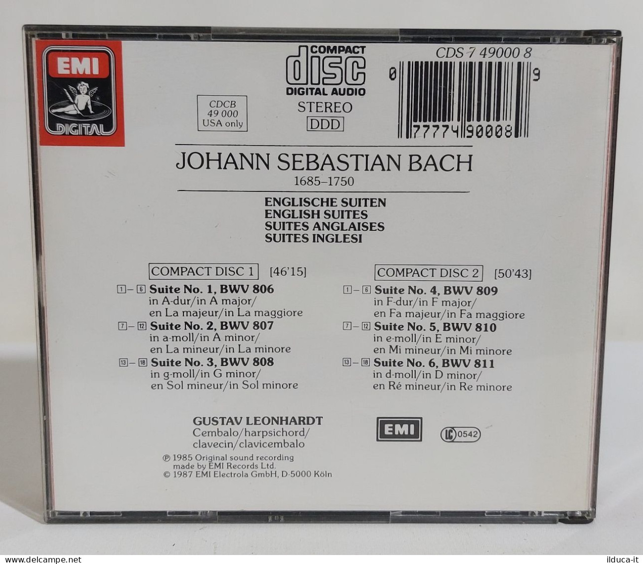 33487 Doppio CD - Gustav Leonhardt - J. S. Bach; Englische Suiten - Angel 1985 - Opere