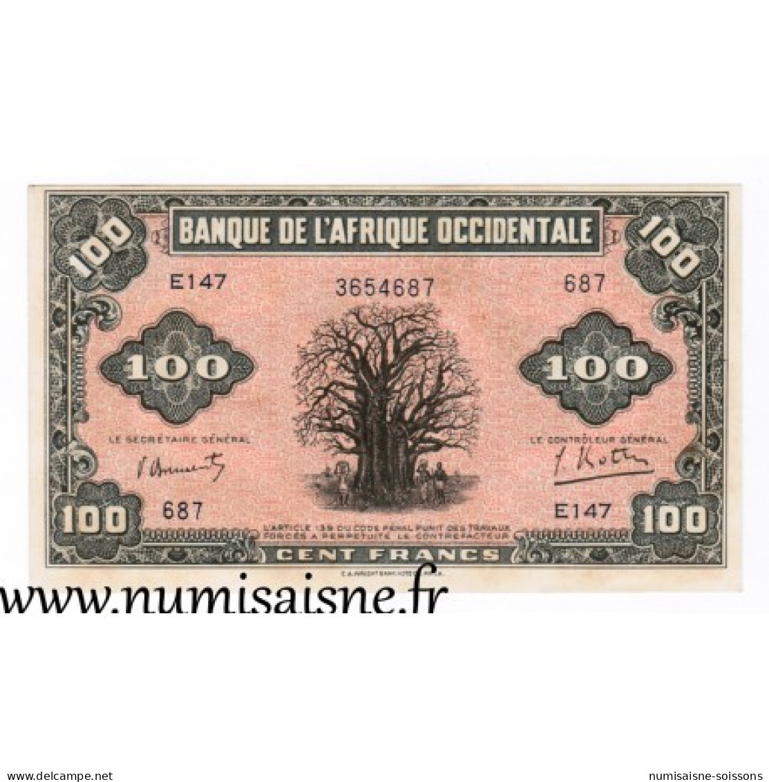 AFRIQUE OCCIDENTALE FRANCAISE - PICK 31 A - 100 FRANCS - 14/12/1942 - Other - Africa