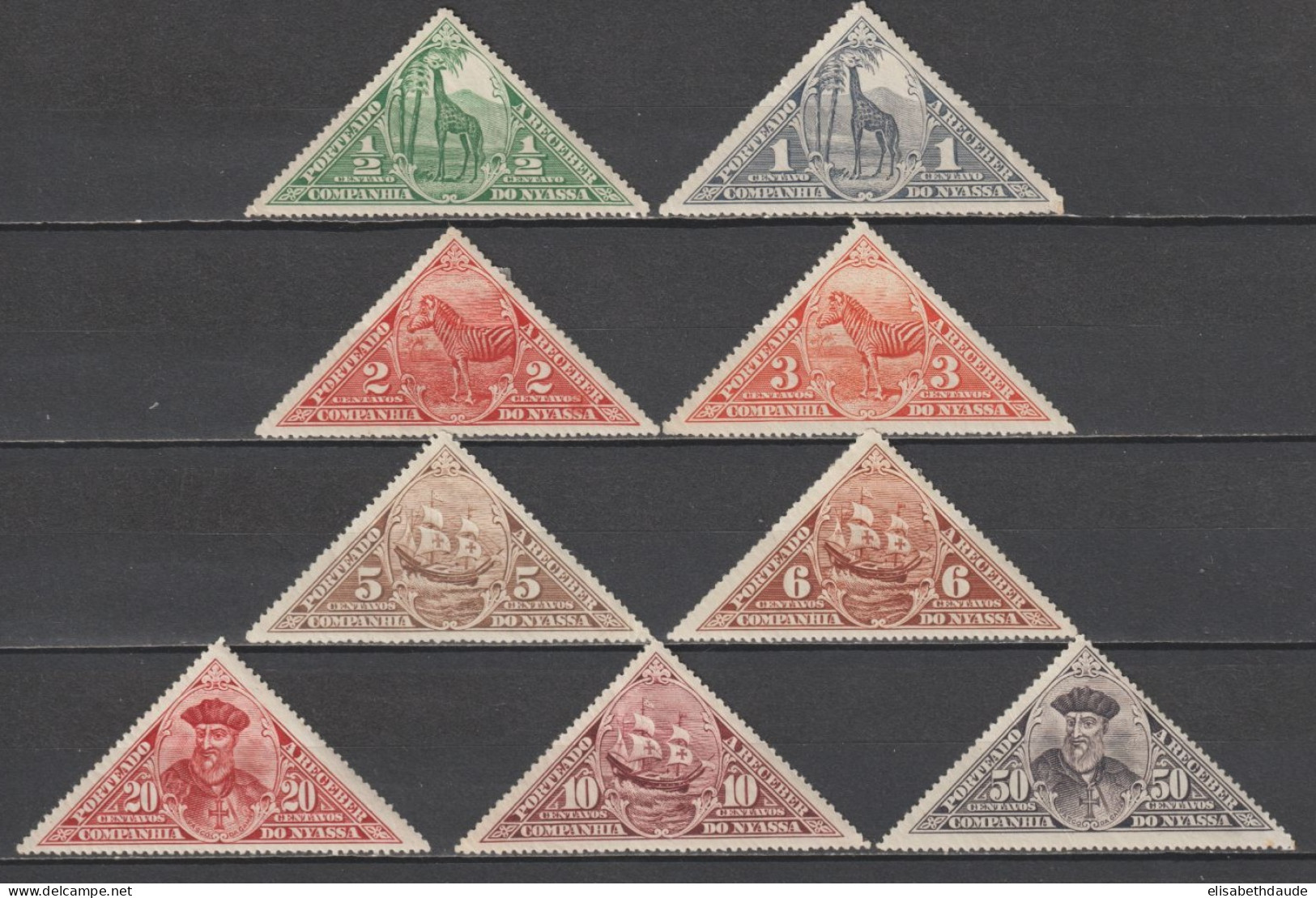 NYASSA (PORTUGAL) - 1924 - SERIE COMPLETE TAXE YVERT N°1/9 * MH - COTE = 27 EUR. - Nyassa