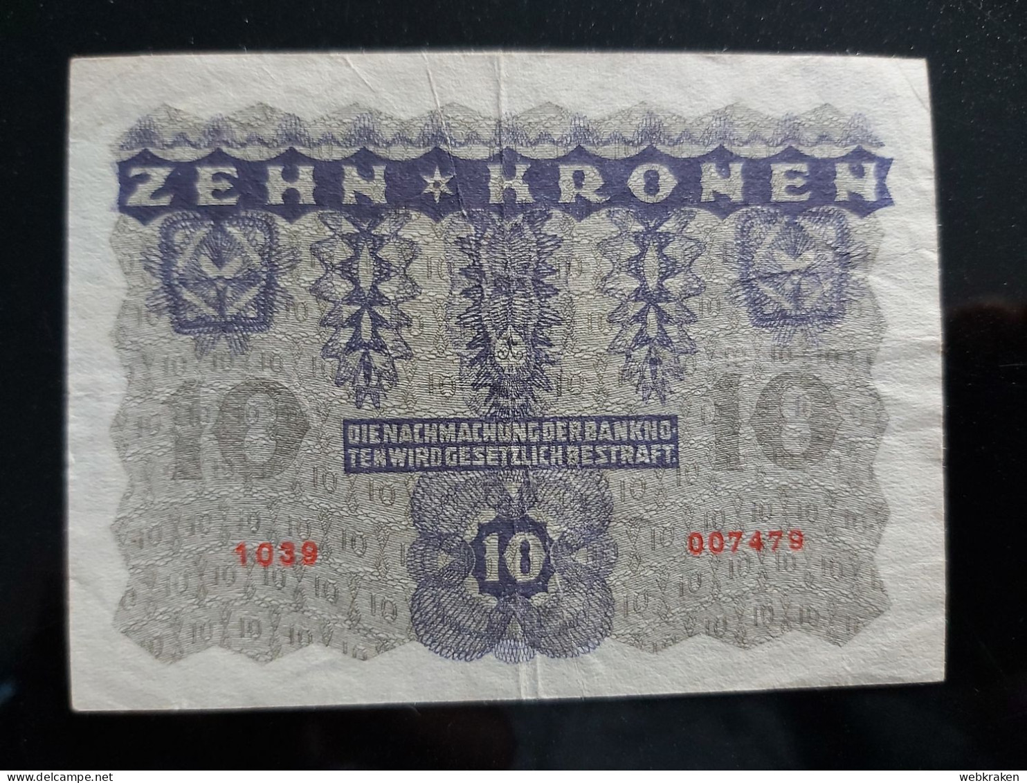 GERMANY BANCONOTA DA 10 CORONE 10 KRONEN 1922 COME DA FOTO - Otros & Sin Clasificación