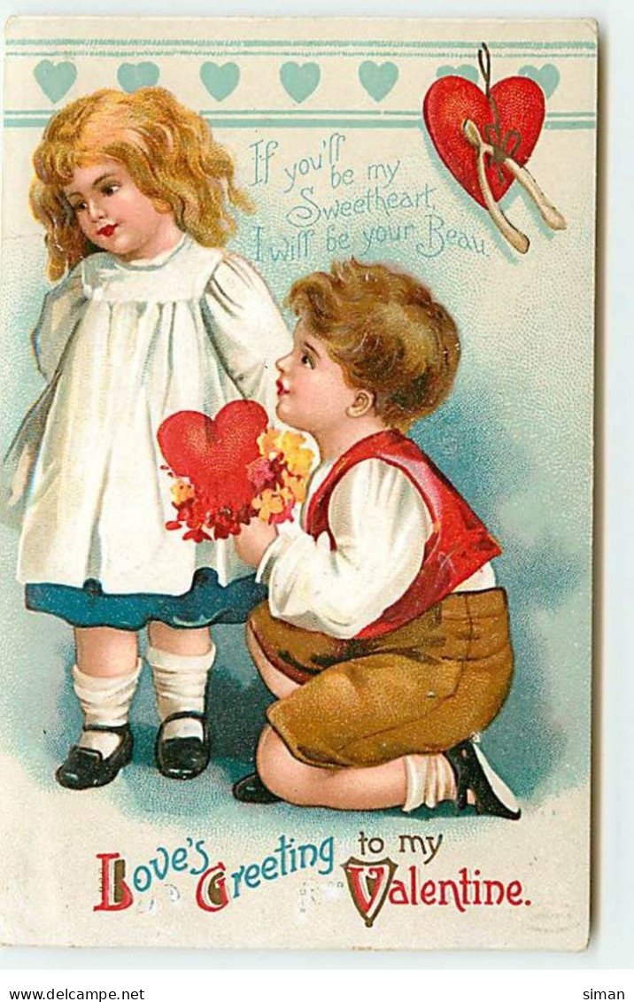 N°20080 - Carte Gaufrée - Clapsaddle - Love's Greetings To My Valentine - Saint-Valentin