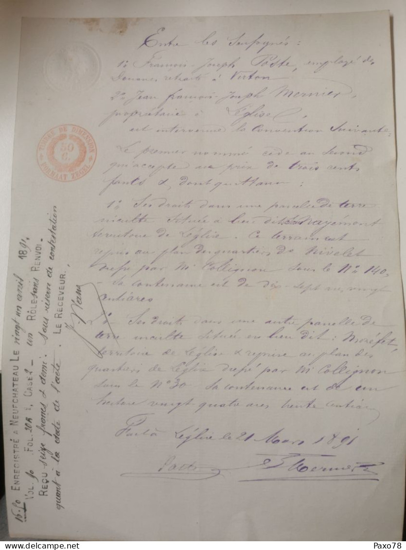 Act Notaire, Neufchateau 1892 - Other & Unclassified