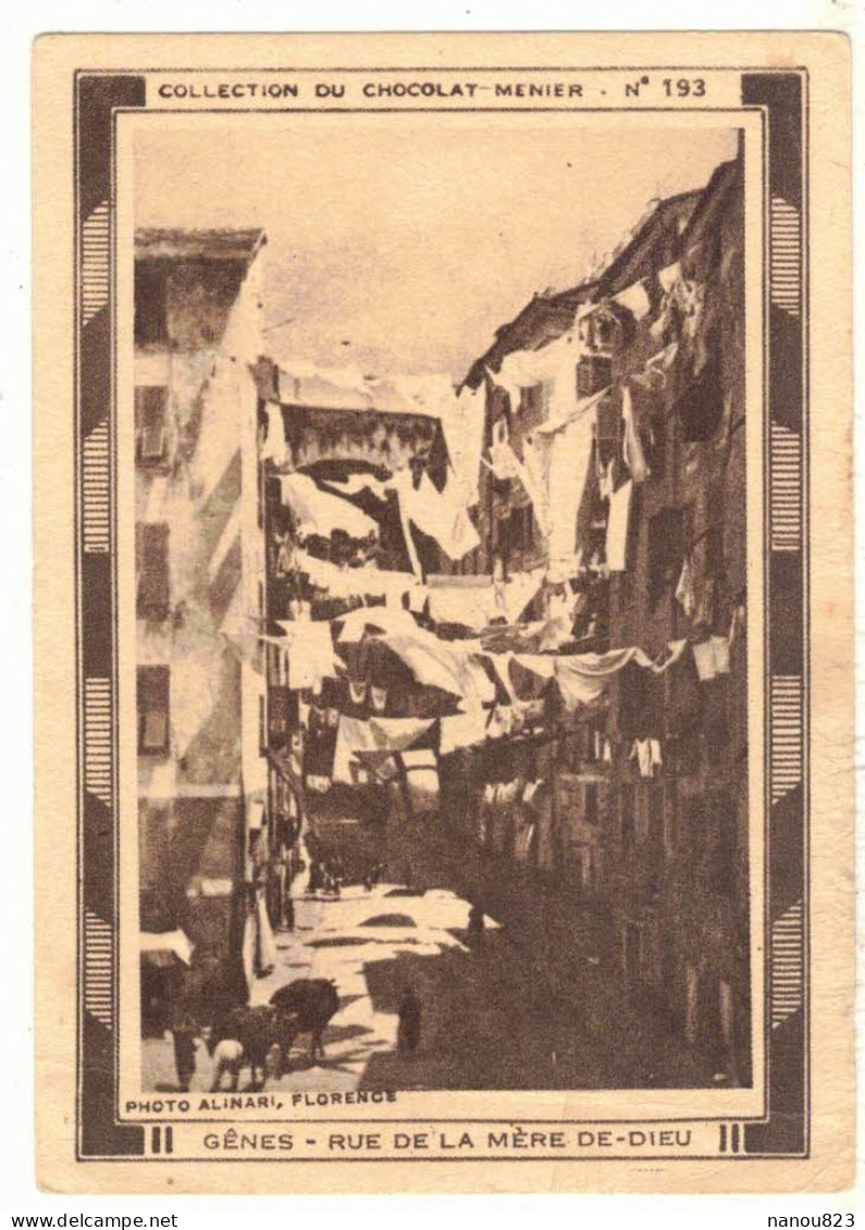 IMAGE CHROMO CHOCOLAT MENIER ALIMENT NUTRITIF N° 193 ITALIE GÊNES GENOVA LIGURIE RUE DE LA MERE DE DIEU TOURISME - Menier