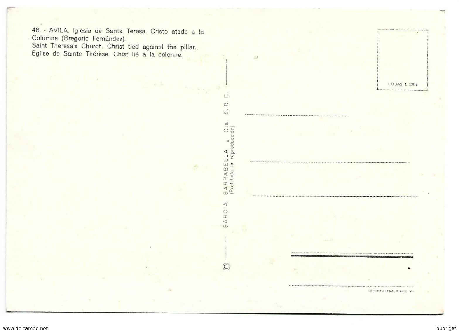 IGLESIA DE SANTA TERESA. CRISTO ATADO A LA COLUMNA ( GREGORIO FERNANDEZ ).-  AVILA.- ( ESPAÑA). - Ávila