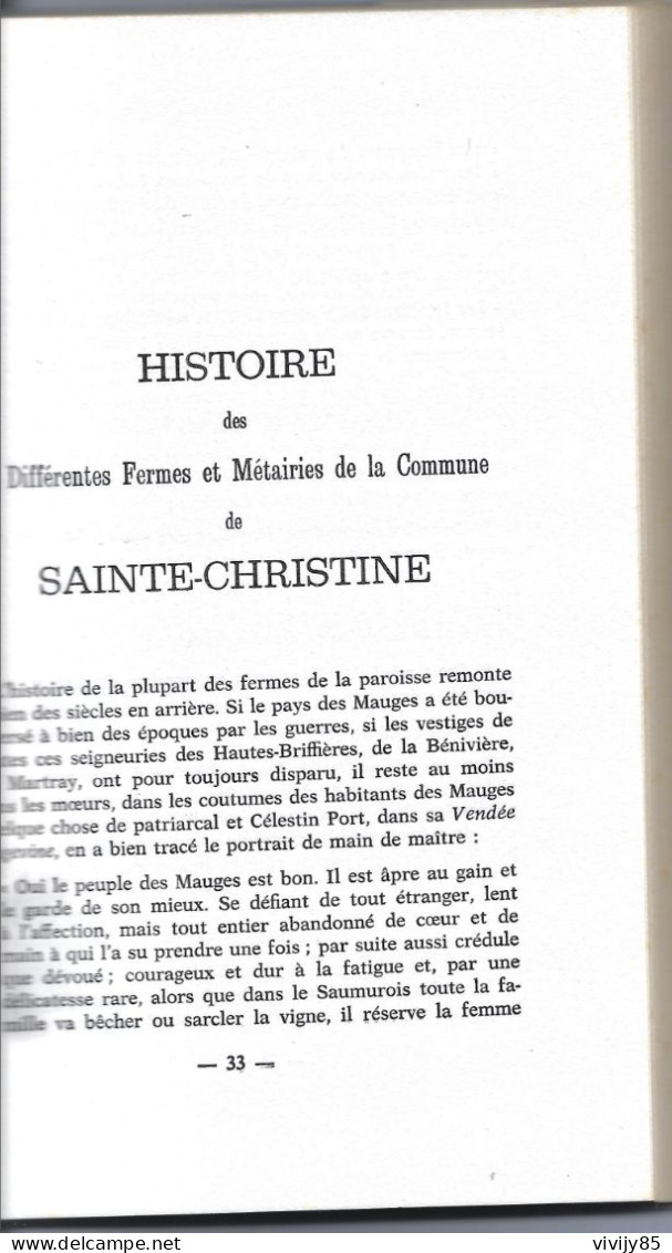 49 - Beau Live De 132 Pages " Histoire De SAINTE CHRISTINE " Par D. Couffon - Pays De Loire