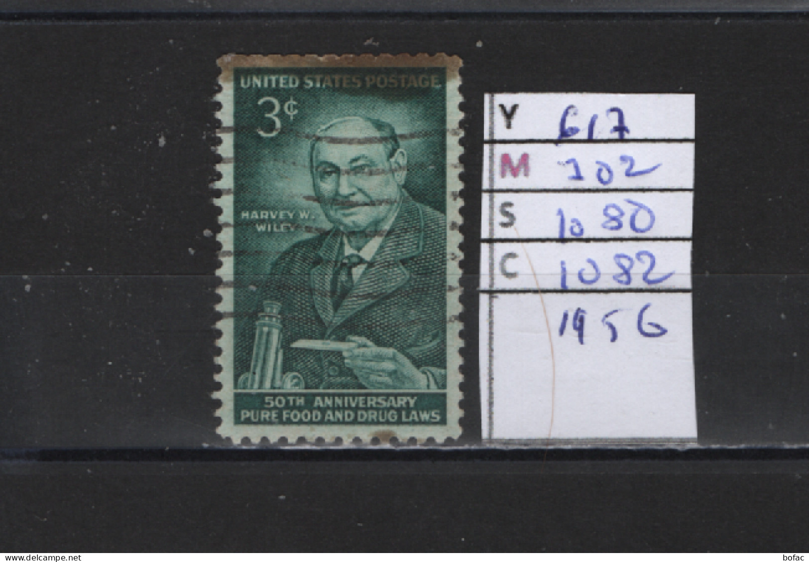 PRIX FIXE Obl  617  YT 702 MIC 1080 SCO  1082 GIG Dr. Harvey W. Wiley 1956 Etats Unis  58A/07 - Used Stamps