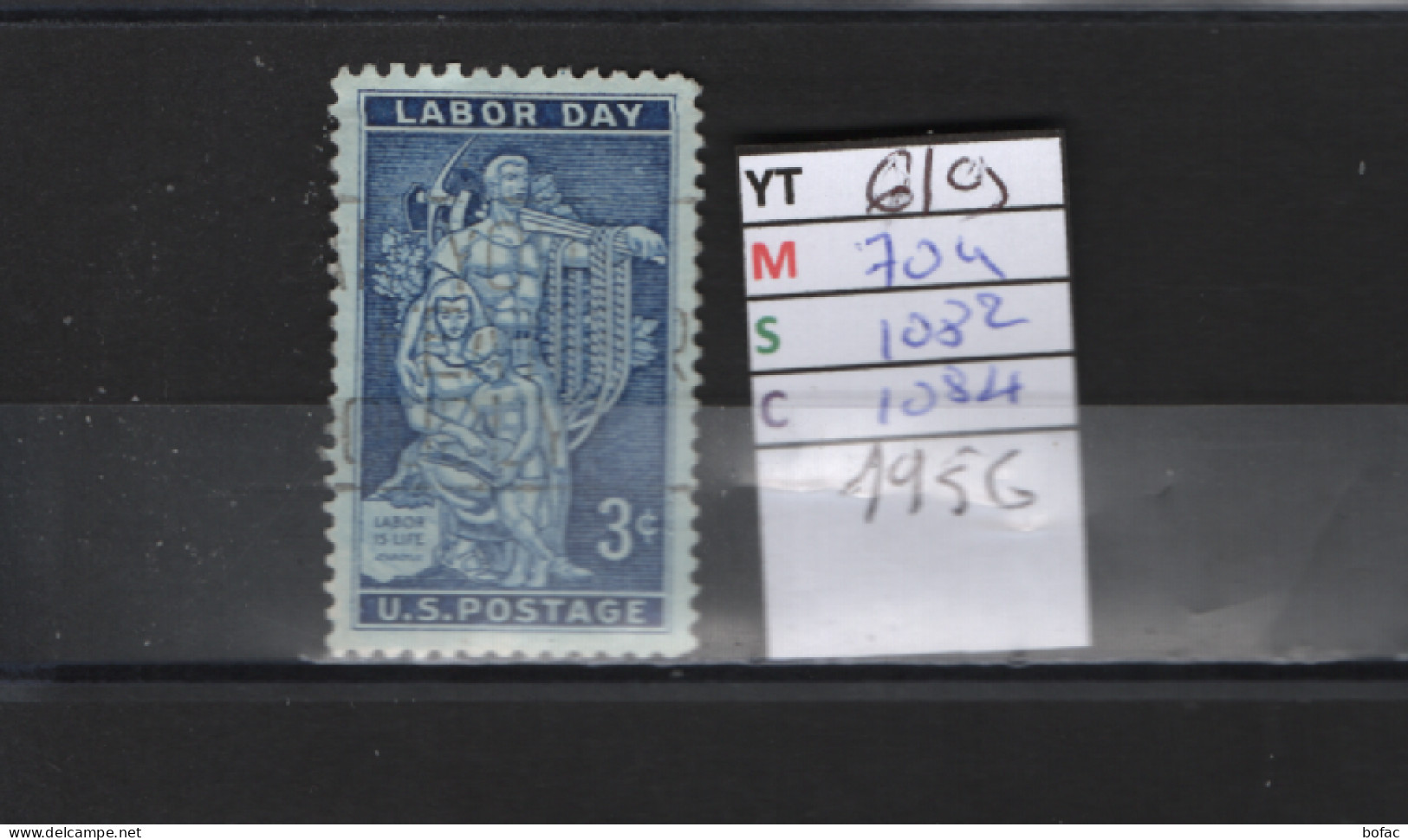 PRIX FIXE Obl  619 YT 704 MIC 1082  SCO 1084 GIB Journée Du Travail Labor Day 1956 Etats Unis  58A/07 - Used Stamps