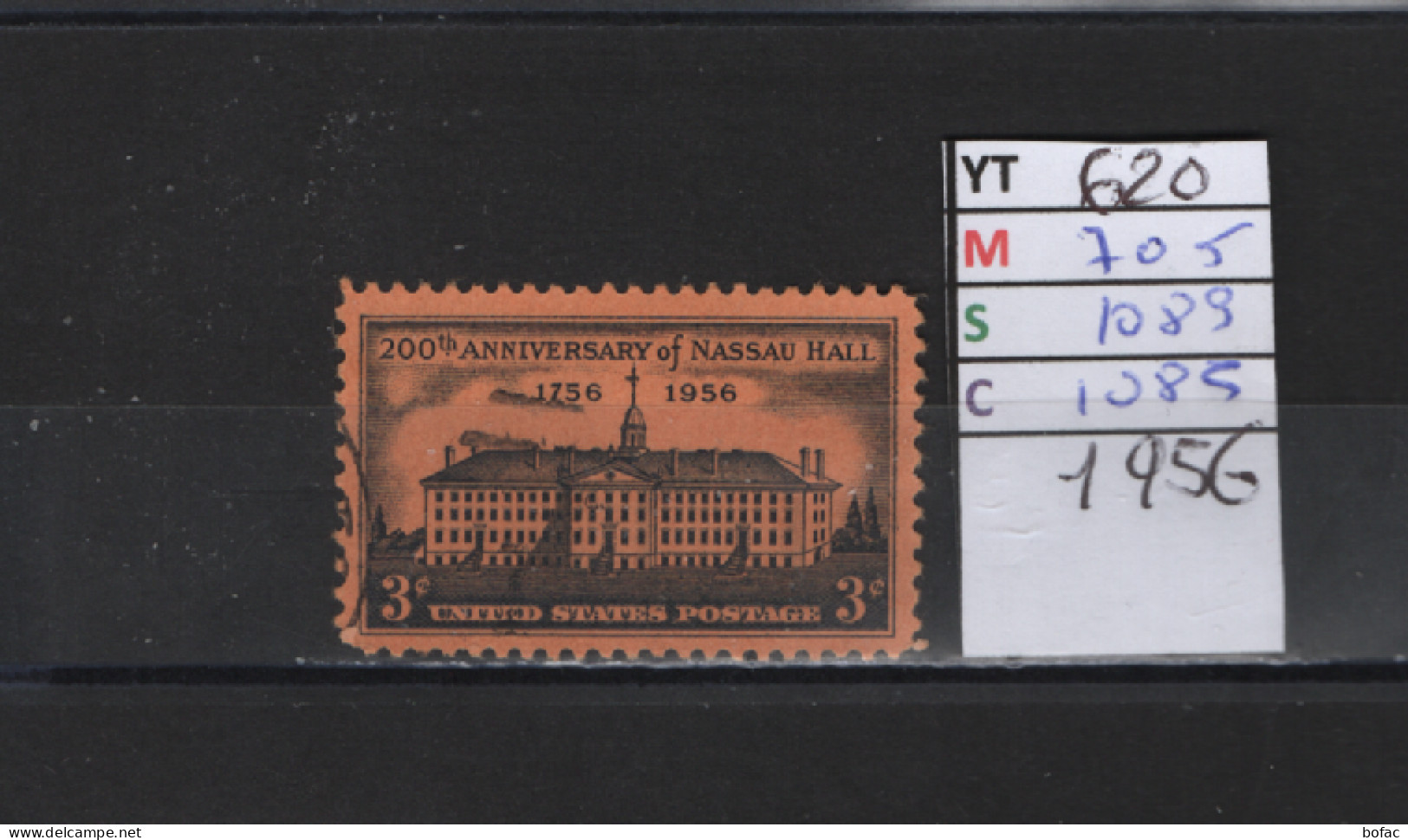 PRIX FIXE Obl  620 YT 705 MIC 1083 SCO 1085 GIB Université De Princeton 1956 Etats Unis  58A/07 - Used Stamps