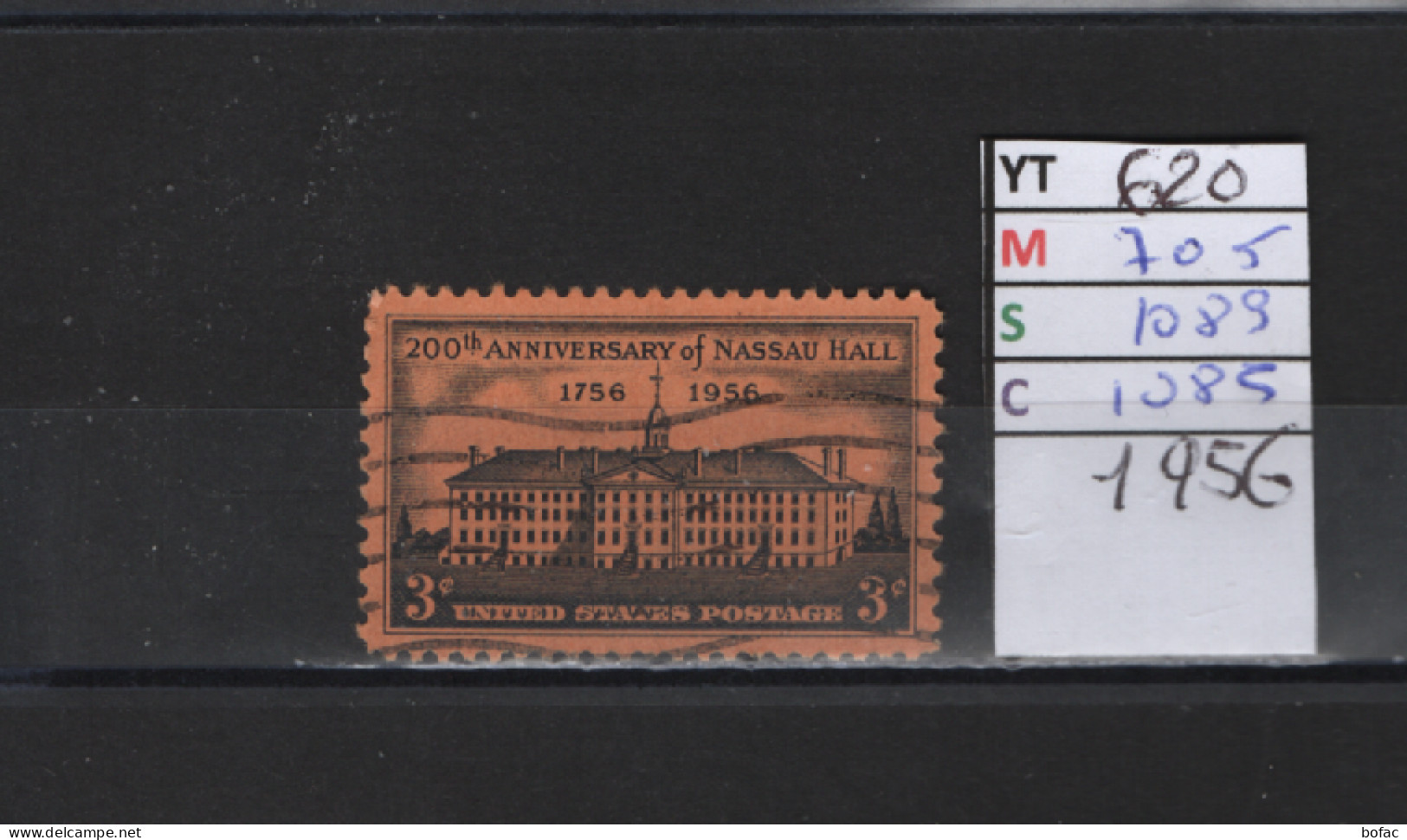 PRIX FIXE Obl  620 YT 705 MIC 1083 SCO 1085 GIB Université De Princeton 1956 Etats Unis  58A/07 - Used Stamps