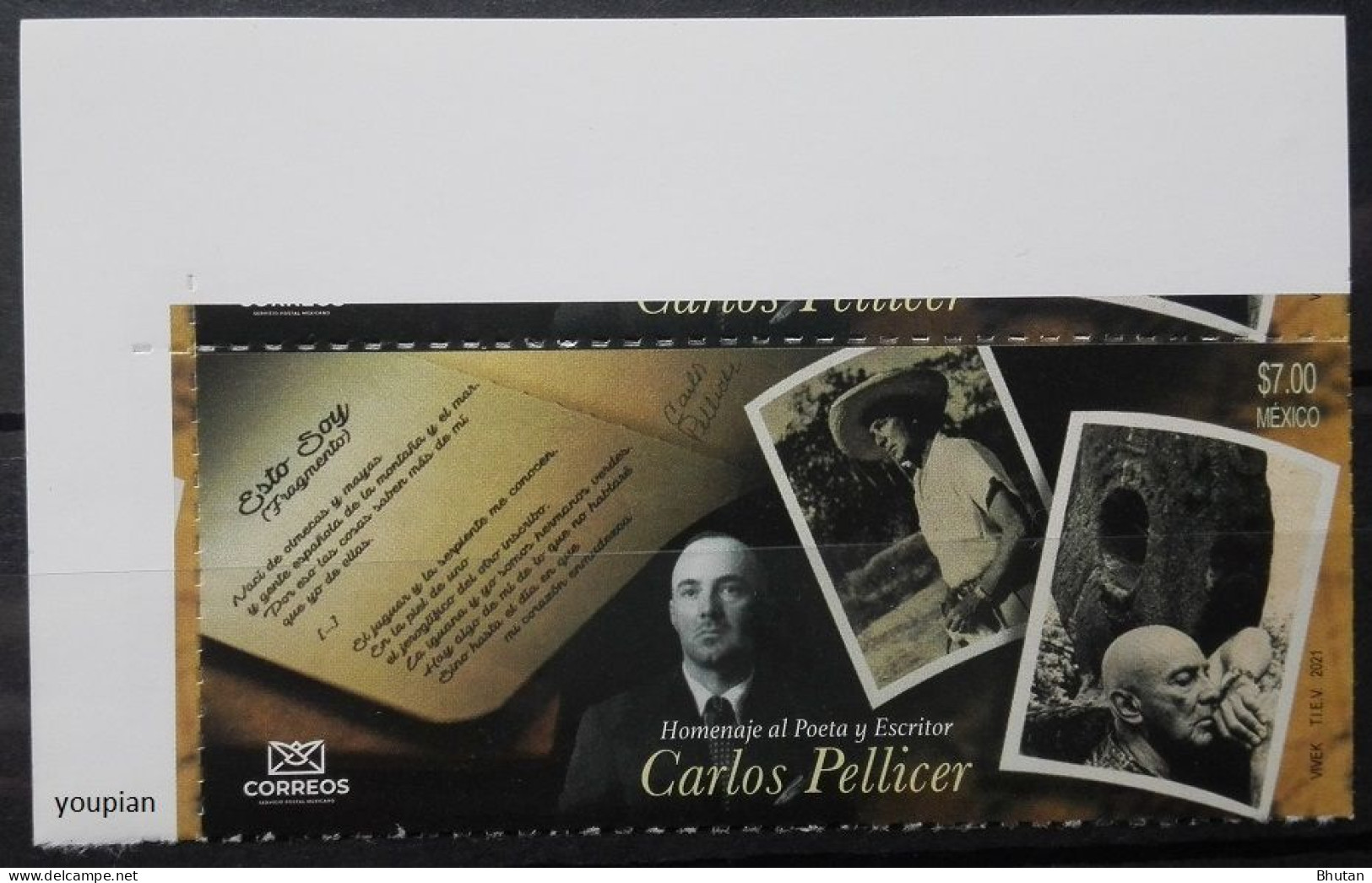 Mexico 2021, Carlos Pellicer - Poet And Writer, MNH Single Stamp - Mexico