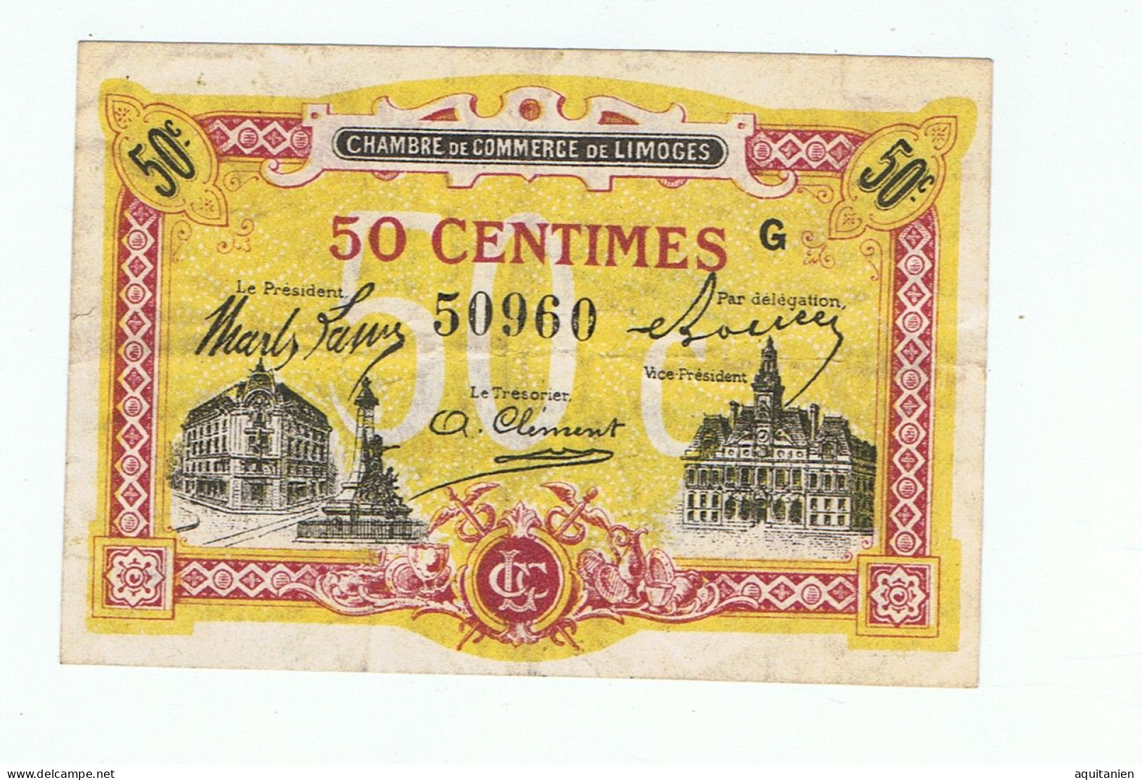 CC De Limoges-50 Cts - Chambre De Commerce