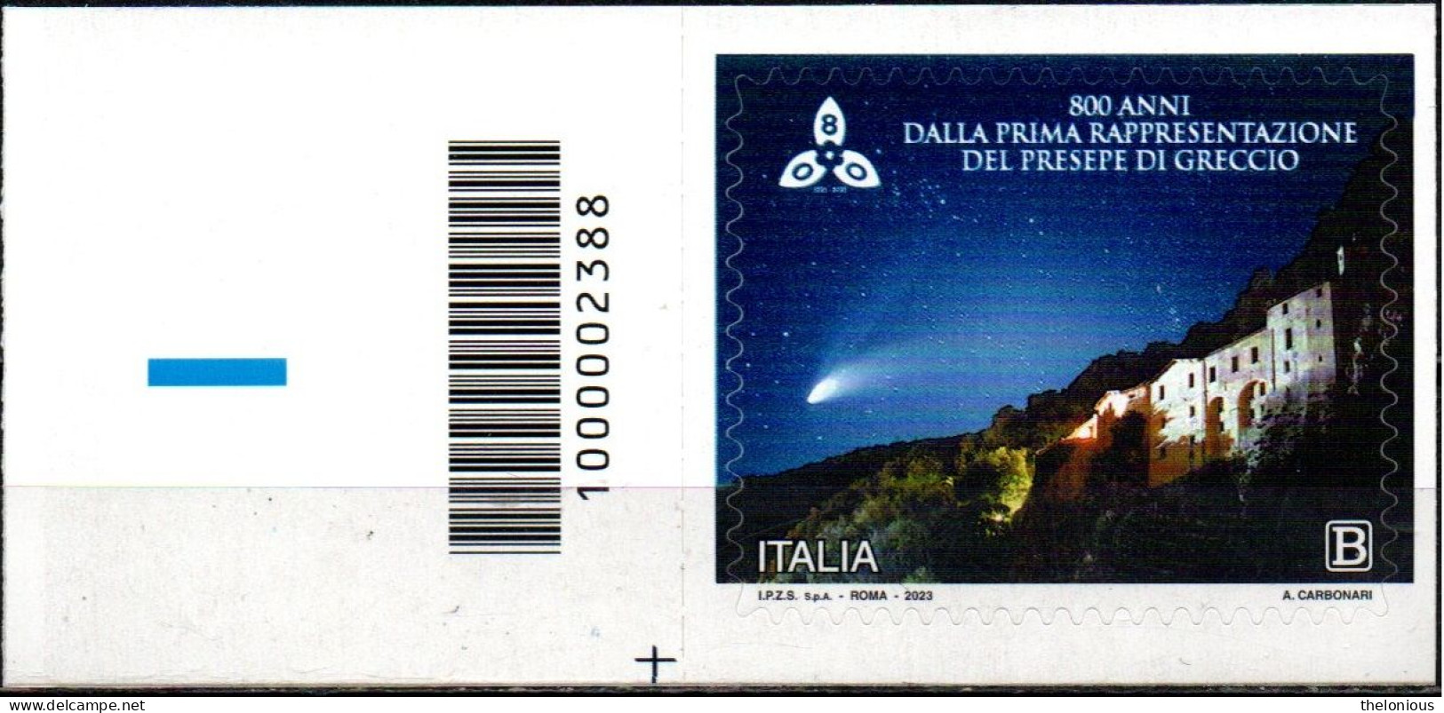 # Italia Repubblica 2023 - Presepe Di Greccio - Codice A Barre - Nuovo - Bar Codes