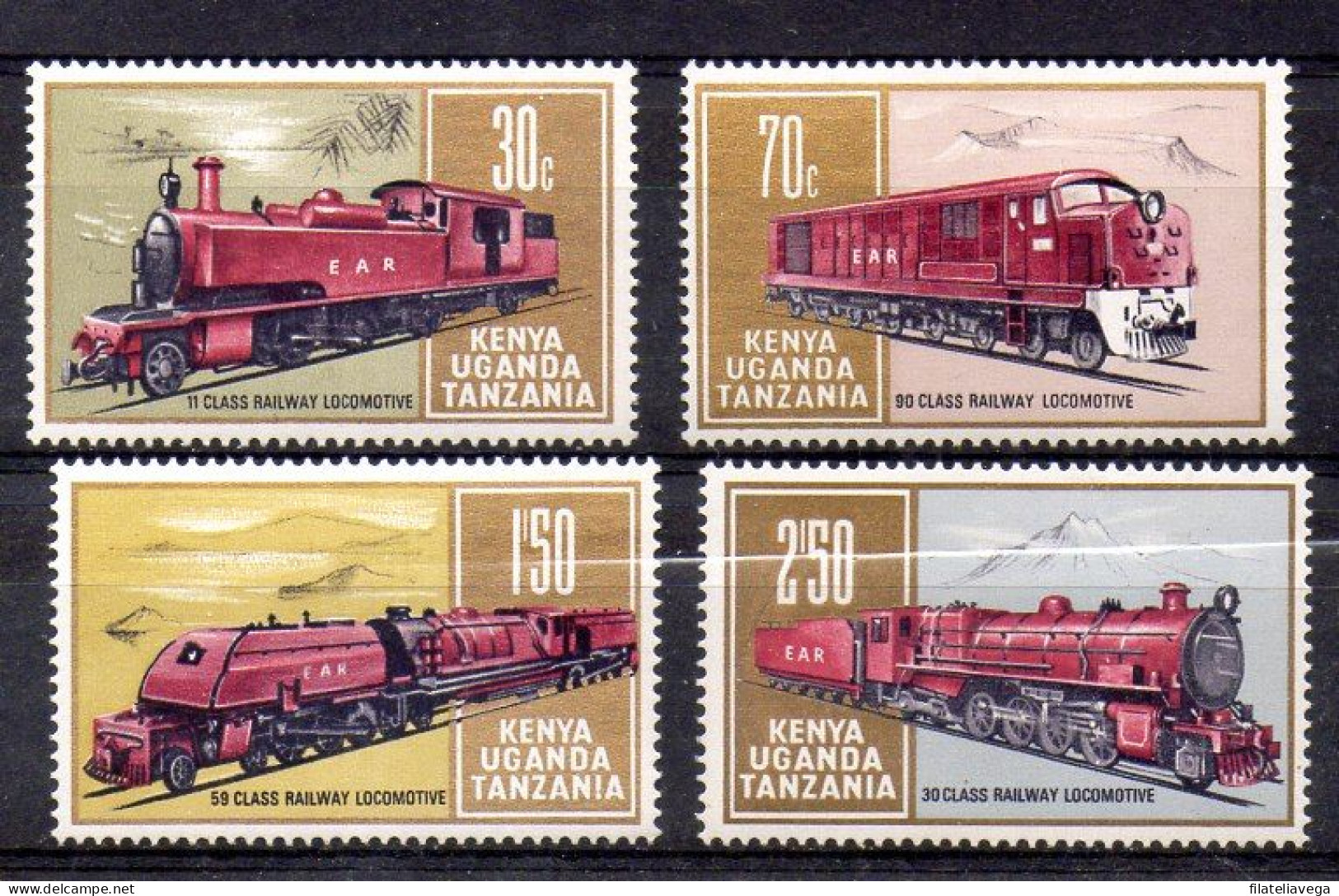Kenya, Uganda Y Tanzania Nº Yvert 214/17 ** FERROCARRILES (TRAINS) - Kenya, Uganda & Tanzania