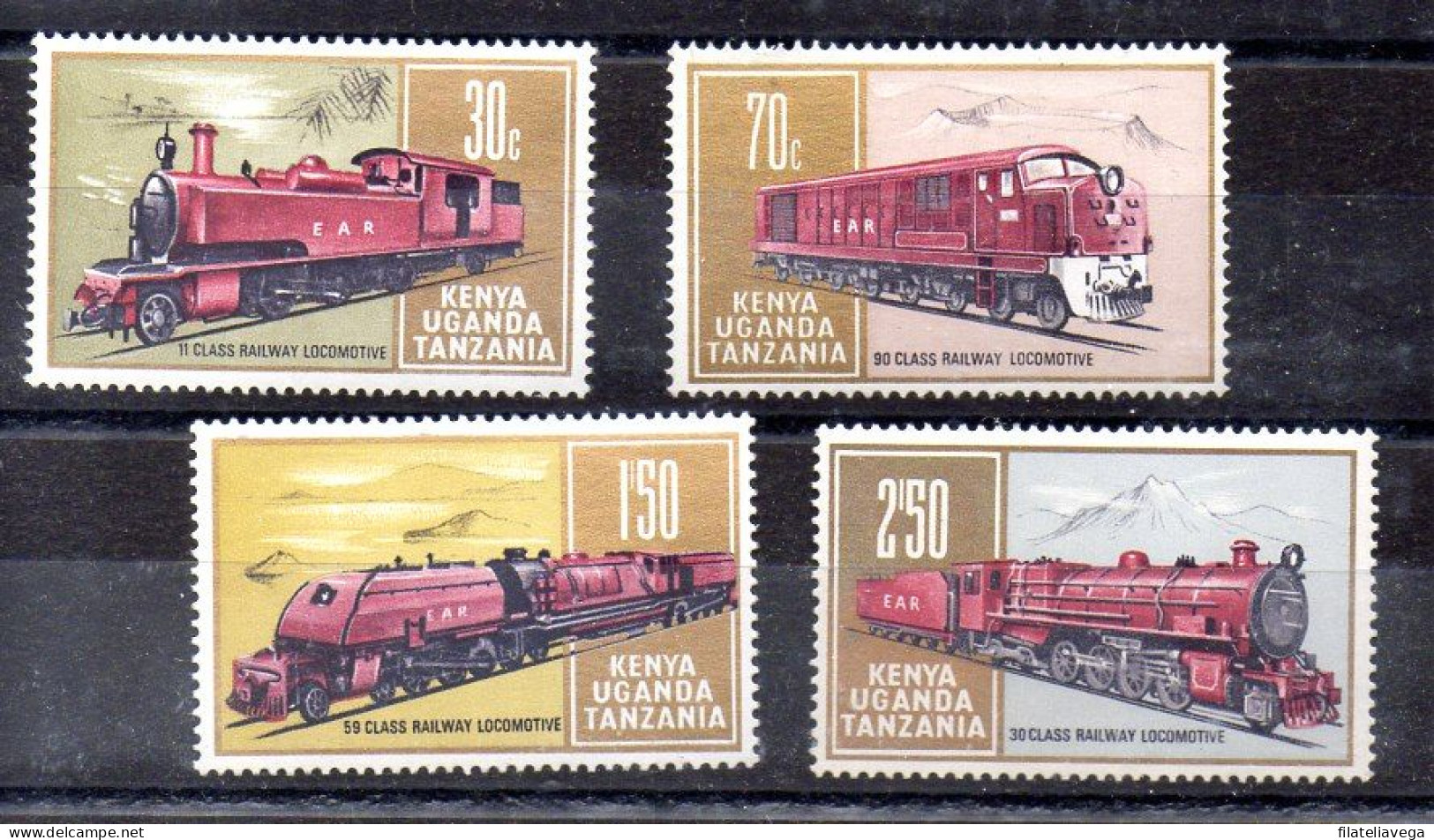 Kenya, Uganda Y Tanzania Nº Yvert 214/17 ** FERROCARRILES (TRAINS) - Kenya, Oeganda & Tanzania