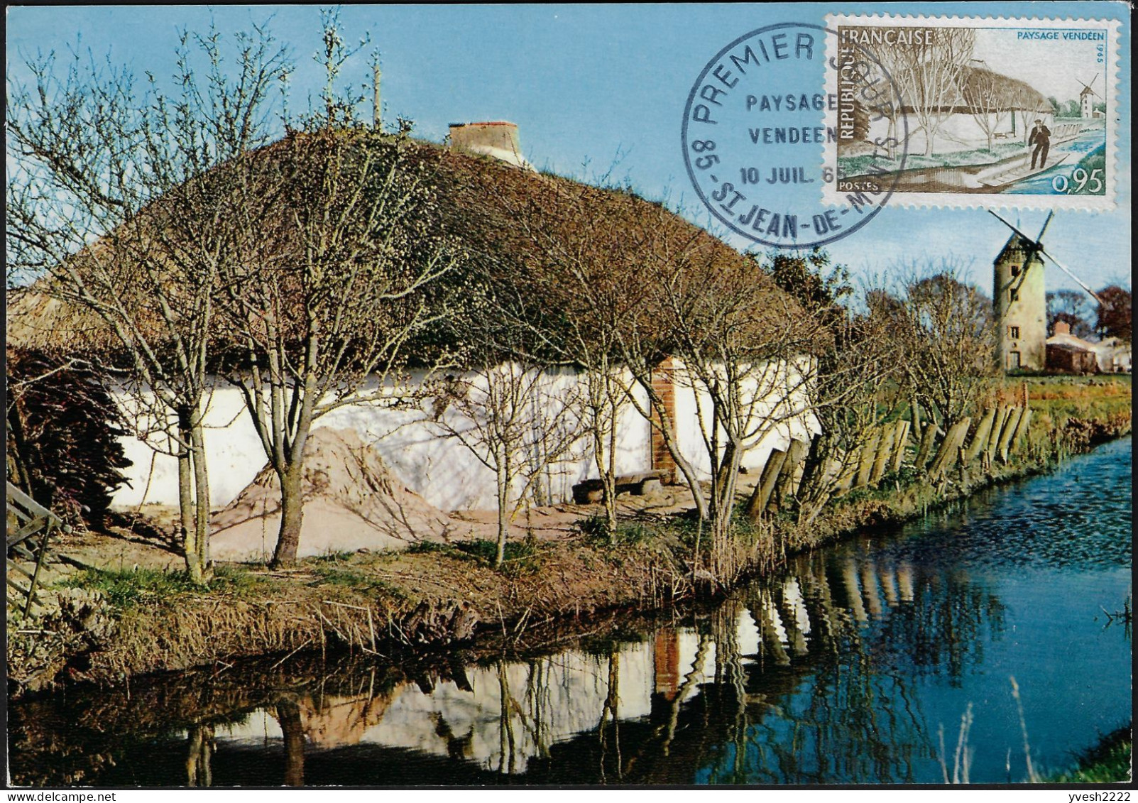 France 1965 Y&T 1439. Paysage Vendéen. Carte Maximum, Moulin à Vent, Moulin De La Sablière, Saint Jean De Monts - Molens