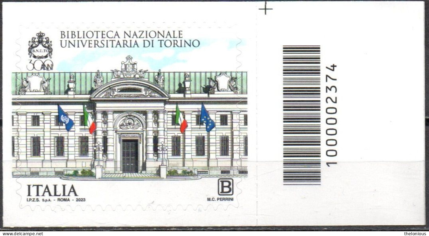 # Italia Repubblica 2023 - Biblioteca Universitaria Di Torino - Codice A Barre - Nuovo - Code-barres