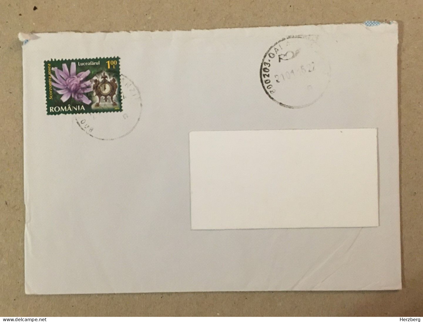 Romania Stationery Circulated Letter Philatelic Cover Stamp Registered Flowers Fleurs Mantel Clock 2016 - Other & Unclassified