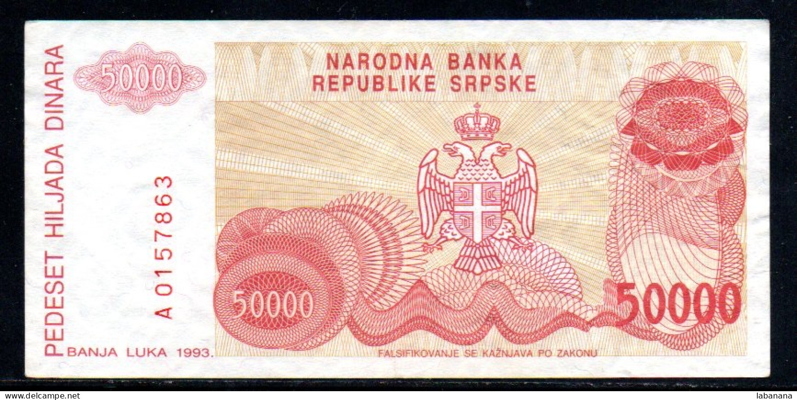 509-Bosnie-Herzegovine Serbie 50 000 Dinara 1993 A015 - Bosnië En Herzegovina