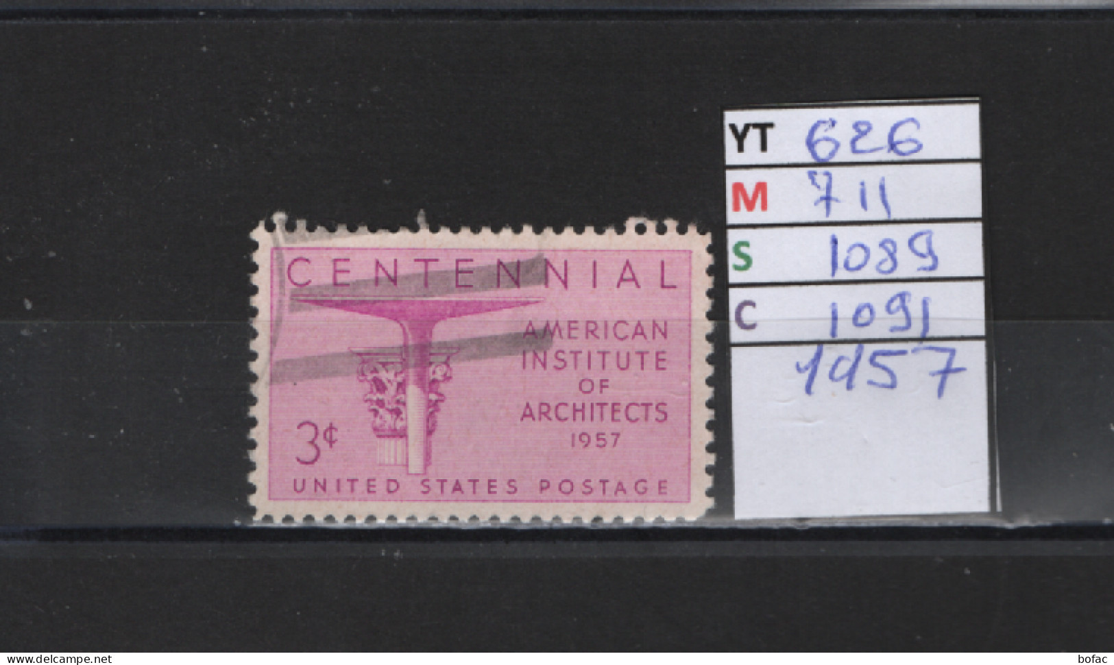 PRIX FIXE Obl  626 YT 711 MIC 1089 SCO 1091 GIB Institut Des Architectes 1957 S Etats Unis  58A/07 - Used Stamps