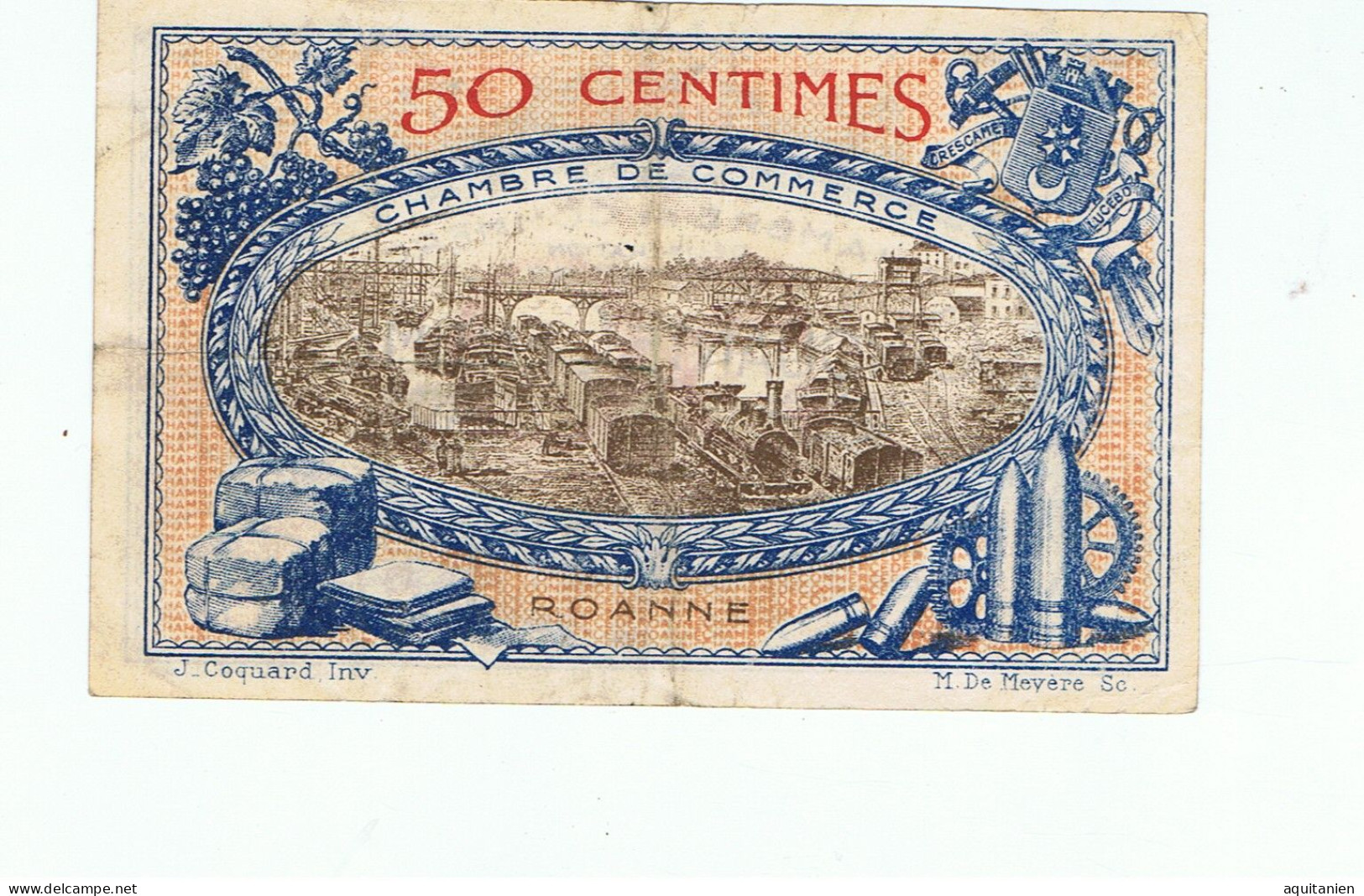 CC De Roanne-50 Cts1917 - Chambre De Commerce