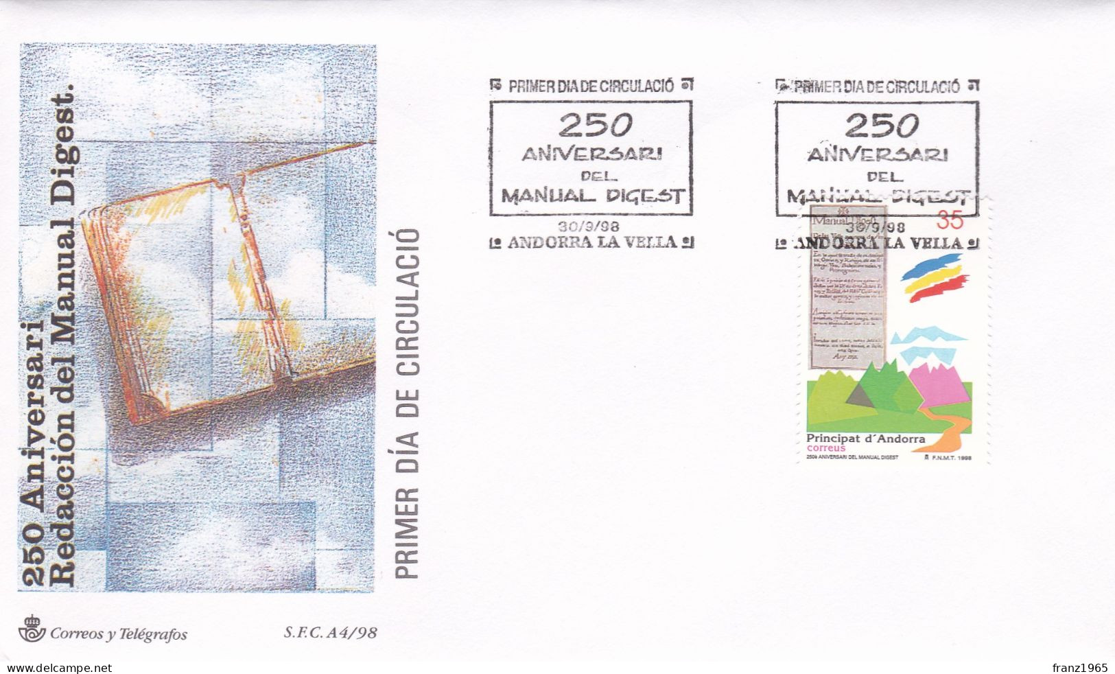 250th Anniversary Of The Manual Digest - 1998 - Storia Postale