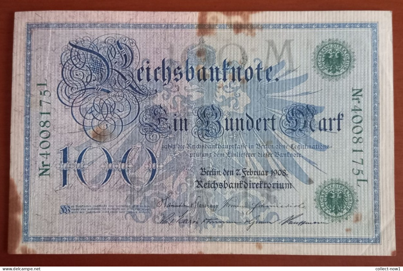 #1   ALLEMAGNE - DEUTSCHE REICH 100 MARK  - 1908 - 100 Mark