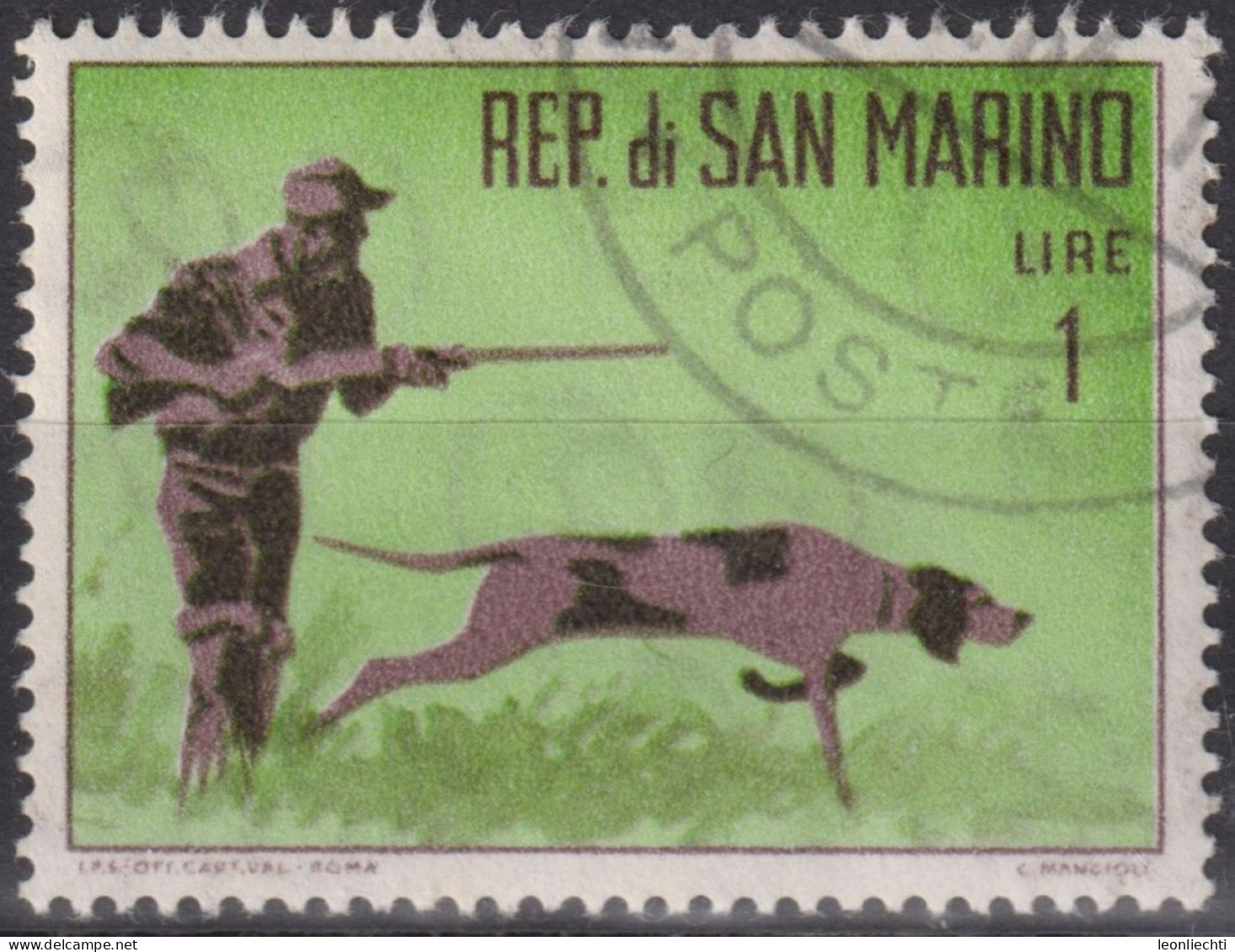 1962 San Marino ° Mi:SM 739, Sn:SM 529, Yt:SM 562, Hunter With Dog - Oblitérés