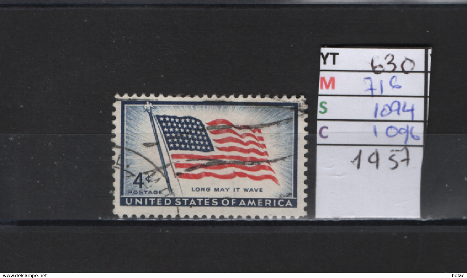 PRIX FIXE Obl  630 YT MIC SCO GIB Centenaire Du Drapeau Américain 48 étoiles 1957 Etats Unis  58A/07 - Used Stamps