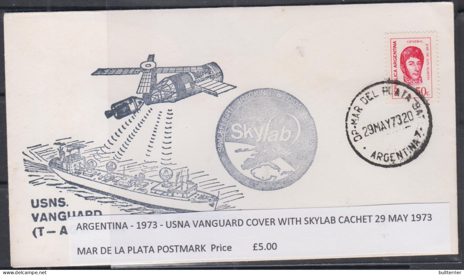 SPACE  - ARGENTINA - 1973- USNA VANGUARD COVER WITH SKYLAB CACHET  - South America