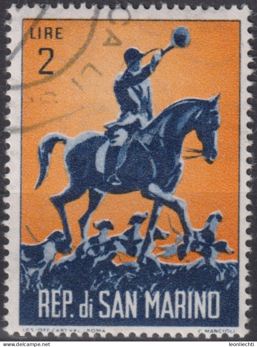 1962 San Marino ° Mi:SM 740, Sn:SM 530, Yt:SM 563, Hound Master On Horseback - Oblitérés