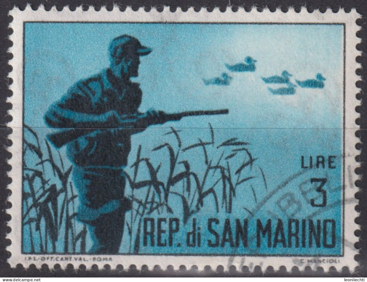 1962 San Marino ° Mi:SM 741, Sn:SM 531, Yt:SM 564, Duck Hunt, Entenjagd - Gebraucht