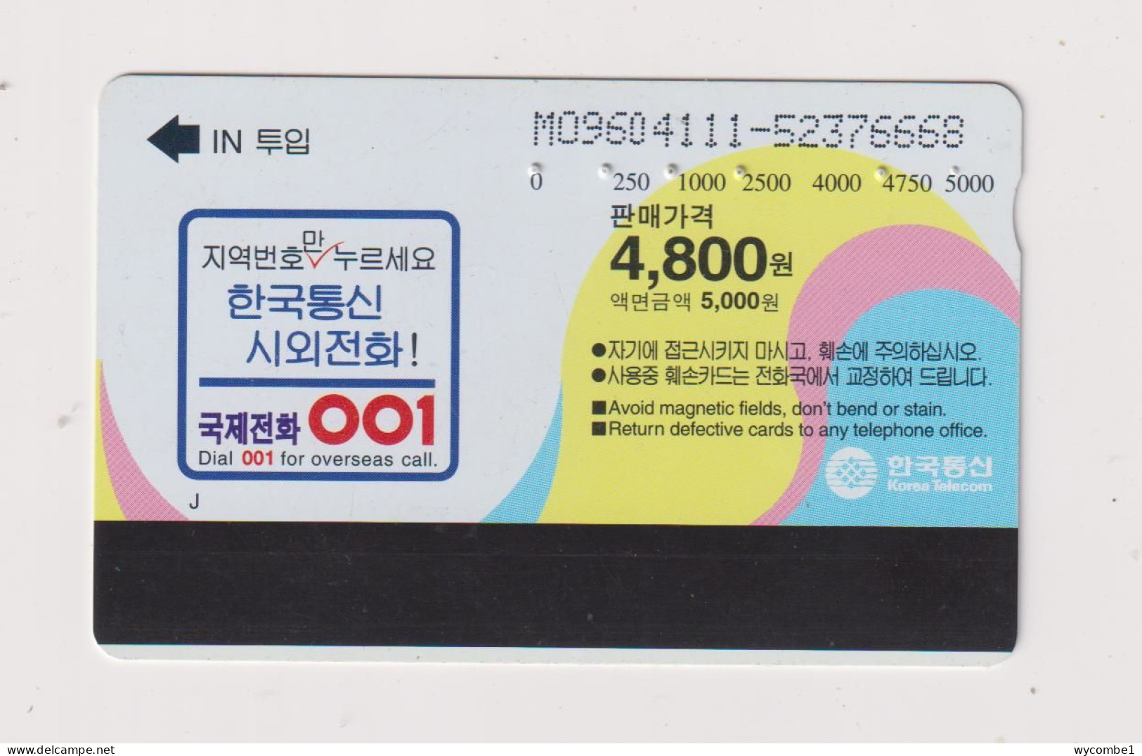 SOUTH KOREA - Traditional Dance Magnetic Phonecard - Korea (Zuid)