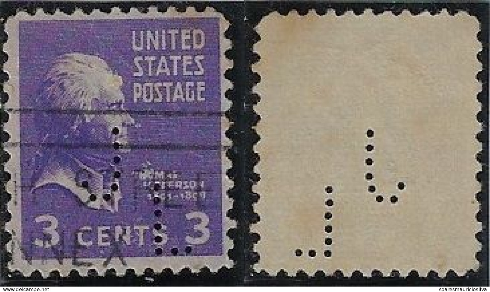 USA United States 1923/1938 Stamp With Perfin JL By John Lucas & Company Incorported From New York Lochung Perfore - Perforés