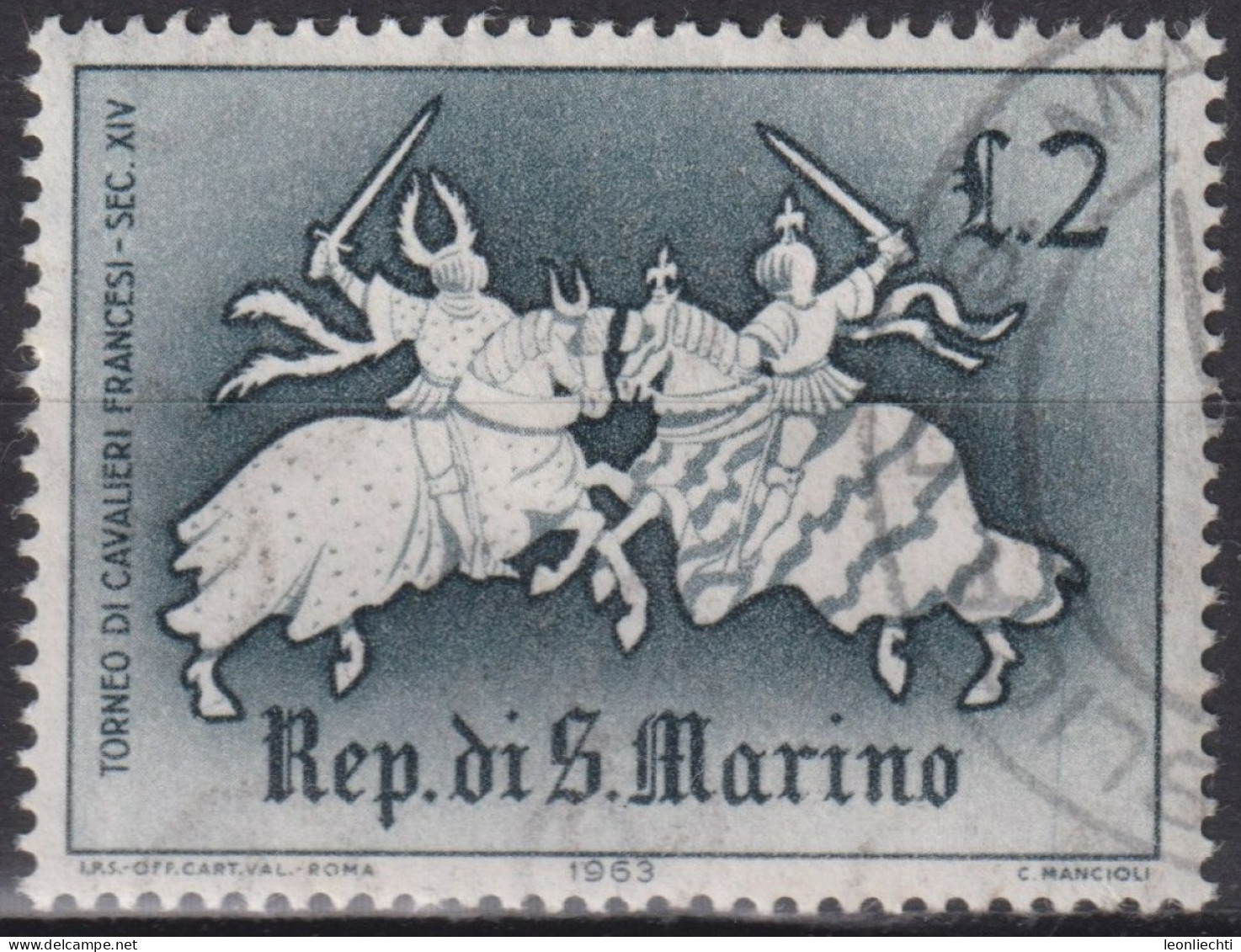 1963 San Marino ° Mi:SM 765, Sn:SM 555, Yt:SM 588, Tournament Of French Knights - XIV. Century - Usados