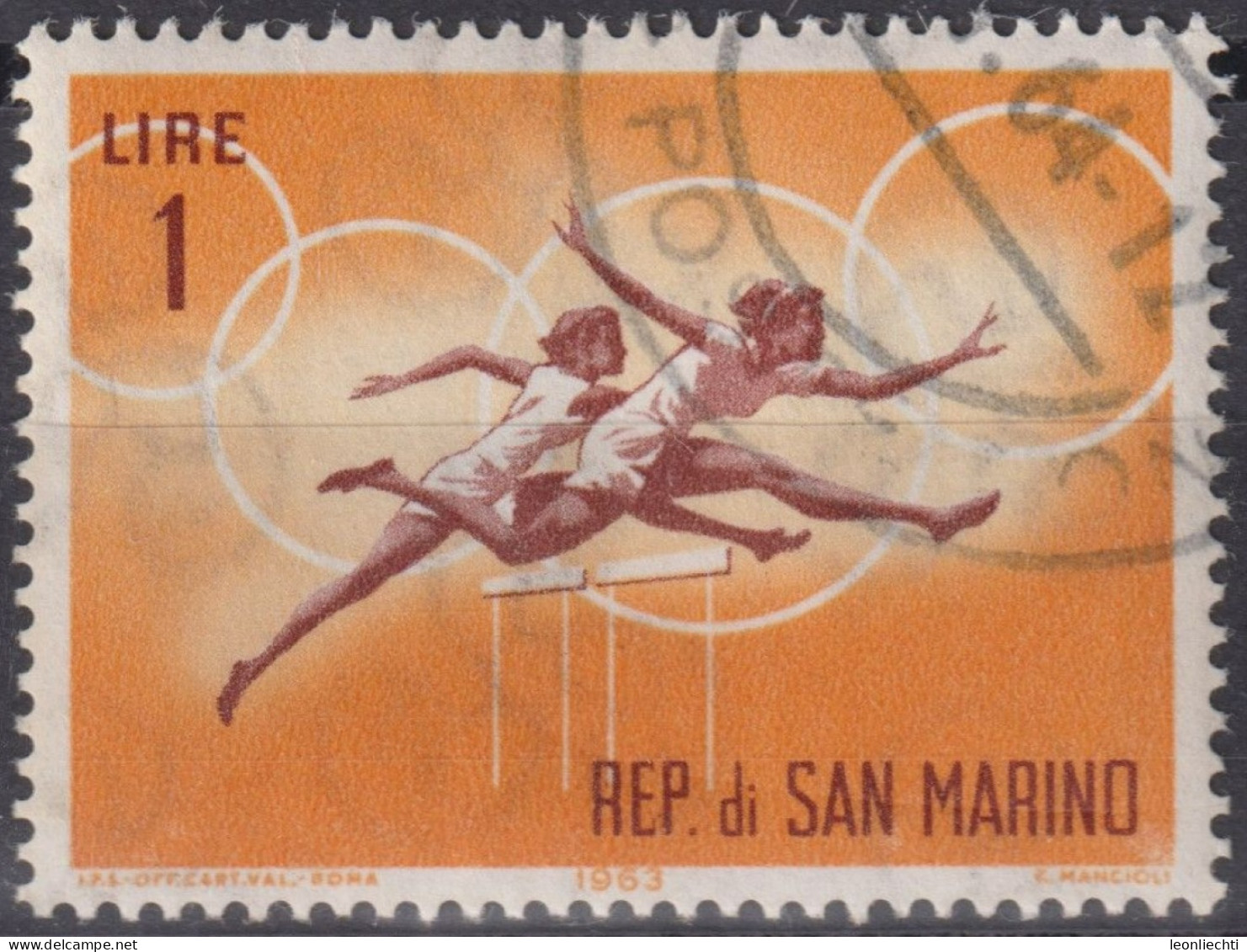 1963 San Marino ° Mi:SM 782, Sn:SM 572, Yt:SM 605, Hurdles, Summer Olympic Games 1964 - Tokyo (I) - Oblitérés