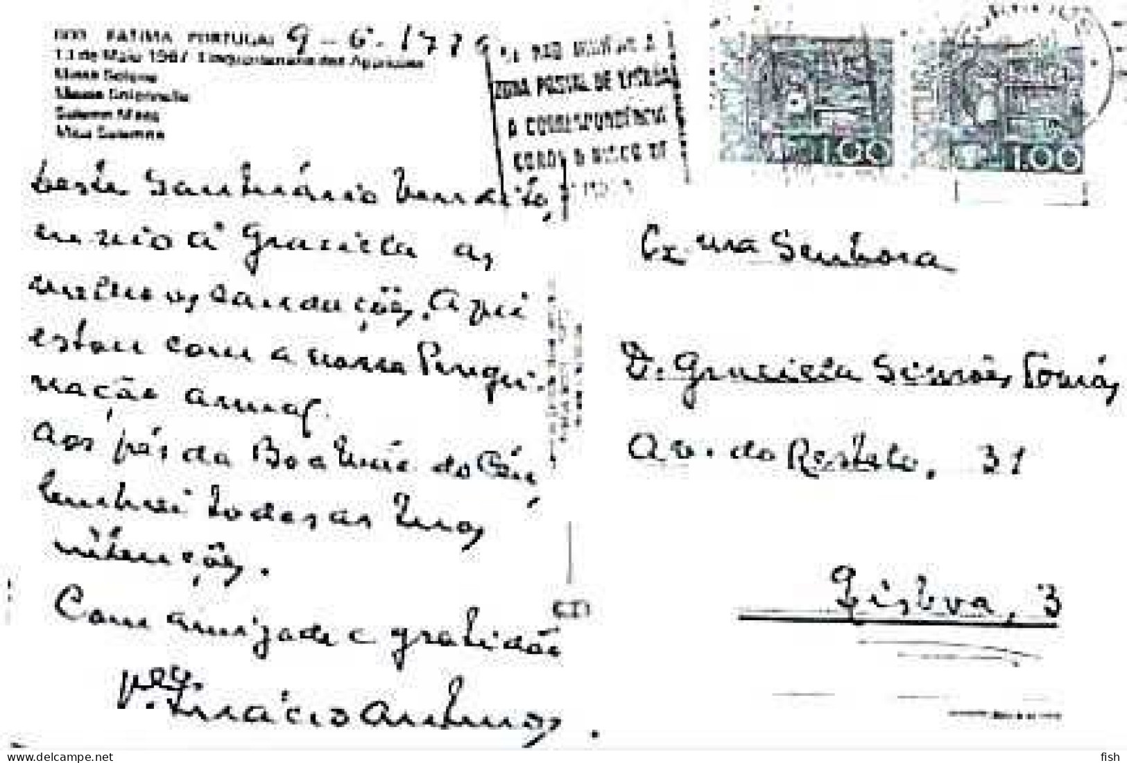 Portugal &  Marcofilia, Fatima, 13 De Maio De 1967, 50 Anos Das Apariçoes, Missa Solene, Lisboa 1976 (60 - Lettres & Documents