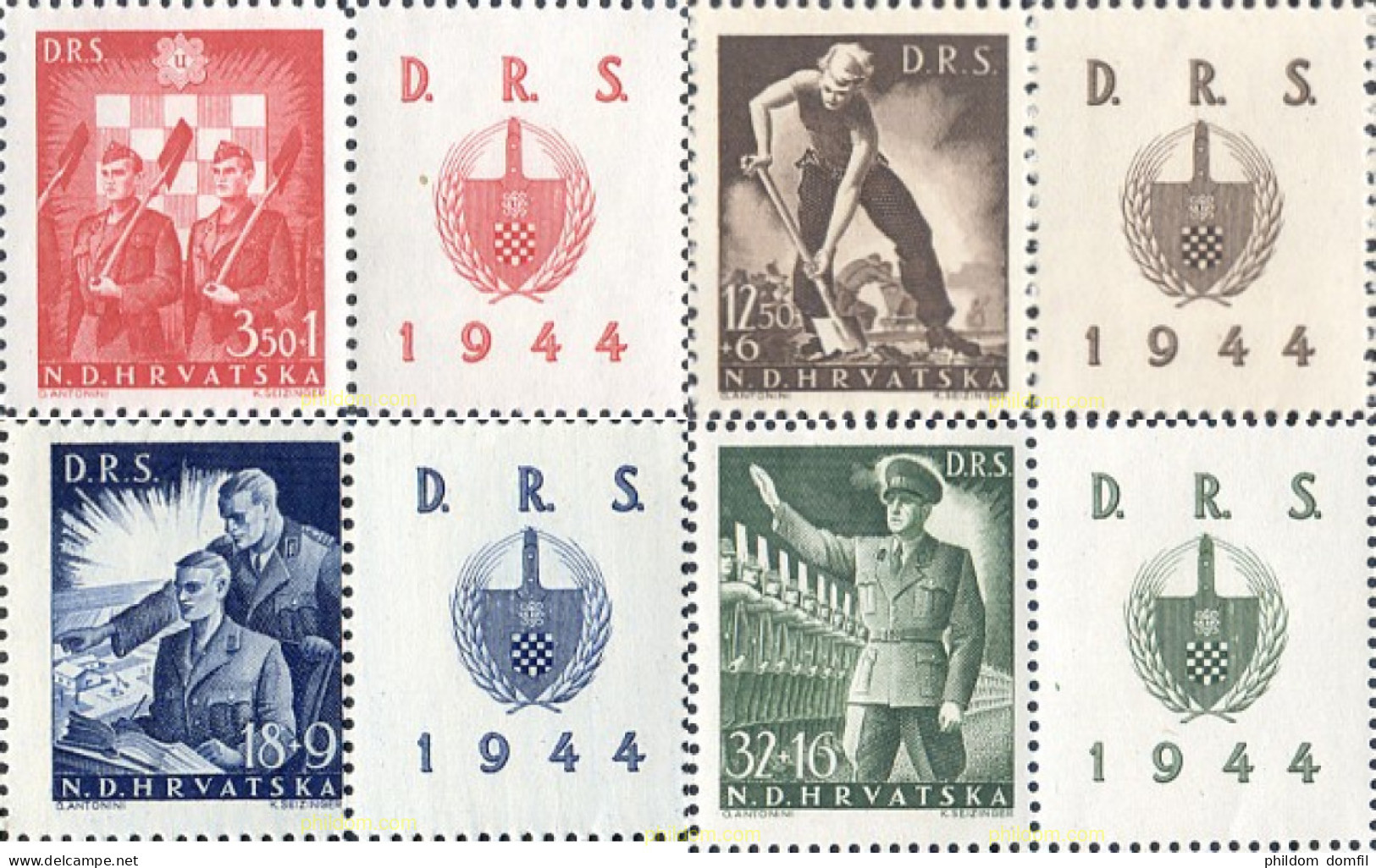 723307 MNH CROACIA 1944 PRO FRENTE DE TRABAJO - Croatie