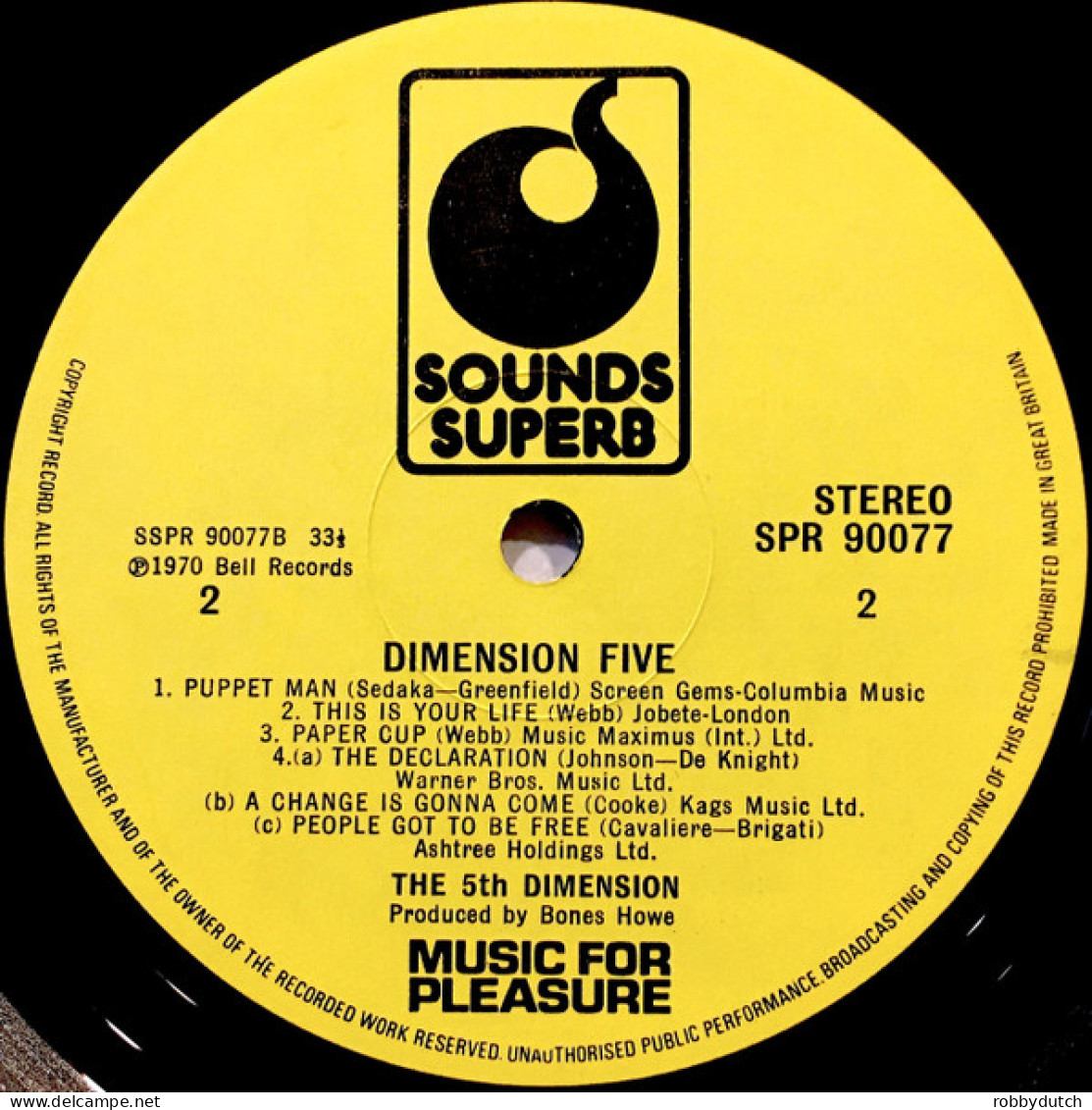 * LP *  FIFTH DIMENSION - DIMENSION FIVE (UK 1970 EX-) - Soul - R&B