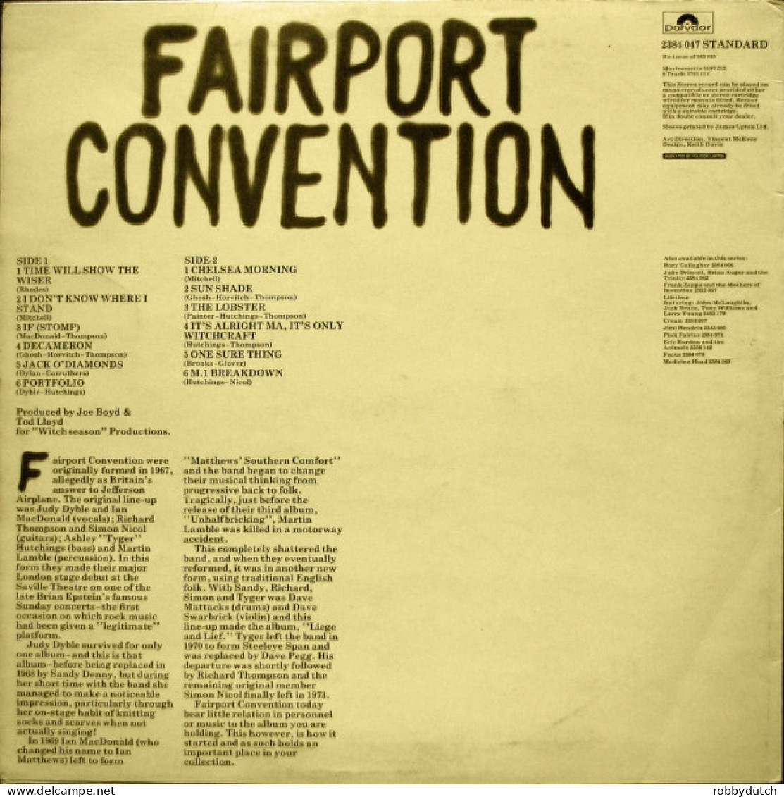 * LP *  FAIRPORT CONVENTION - ( England -Reissue First Album 1968 EX) - Country Et Folk