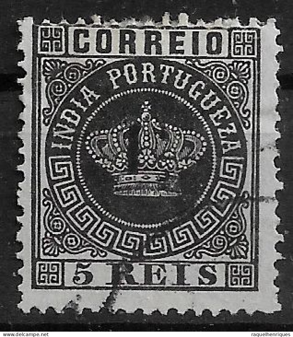 PORTUGUESE INDIA 1881 Portuguese Crown Issues Surcharged P:12.5 USED - (NP#70-P11-L3) - Inde Portugaise