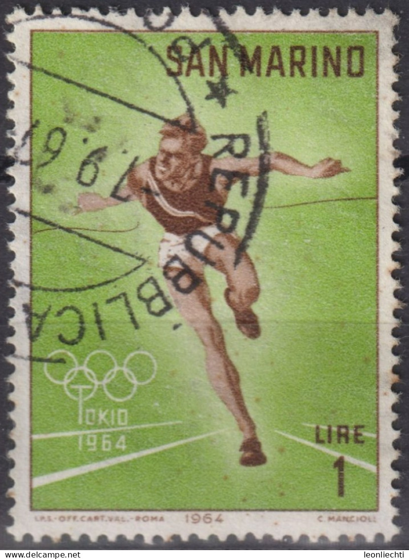 1964 San Marino ° Mi:SM 802, Sn:SM 582, Yt:SM 615, Running, Summer Olympic Games 1964 - Tokyo (I) - Usados